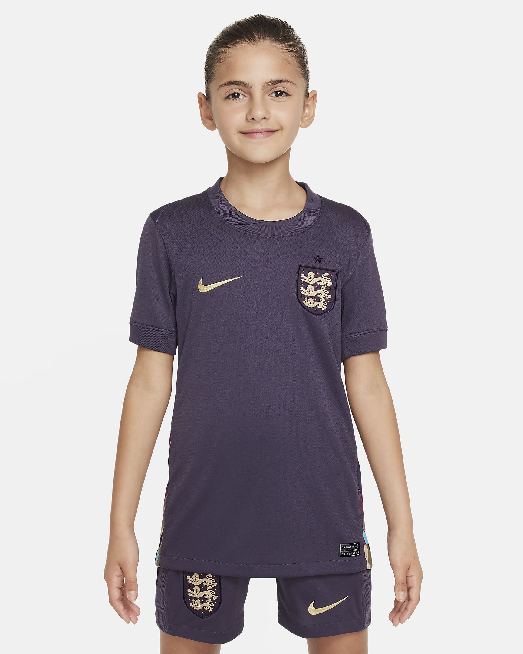 Segunda equipación Stadium Inglaterra 2024/25 (Selección masculina) Camiseta de fútbol tipo réplica Nike Dri-FIT - Niño/a - Dark Raisin/Sesame