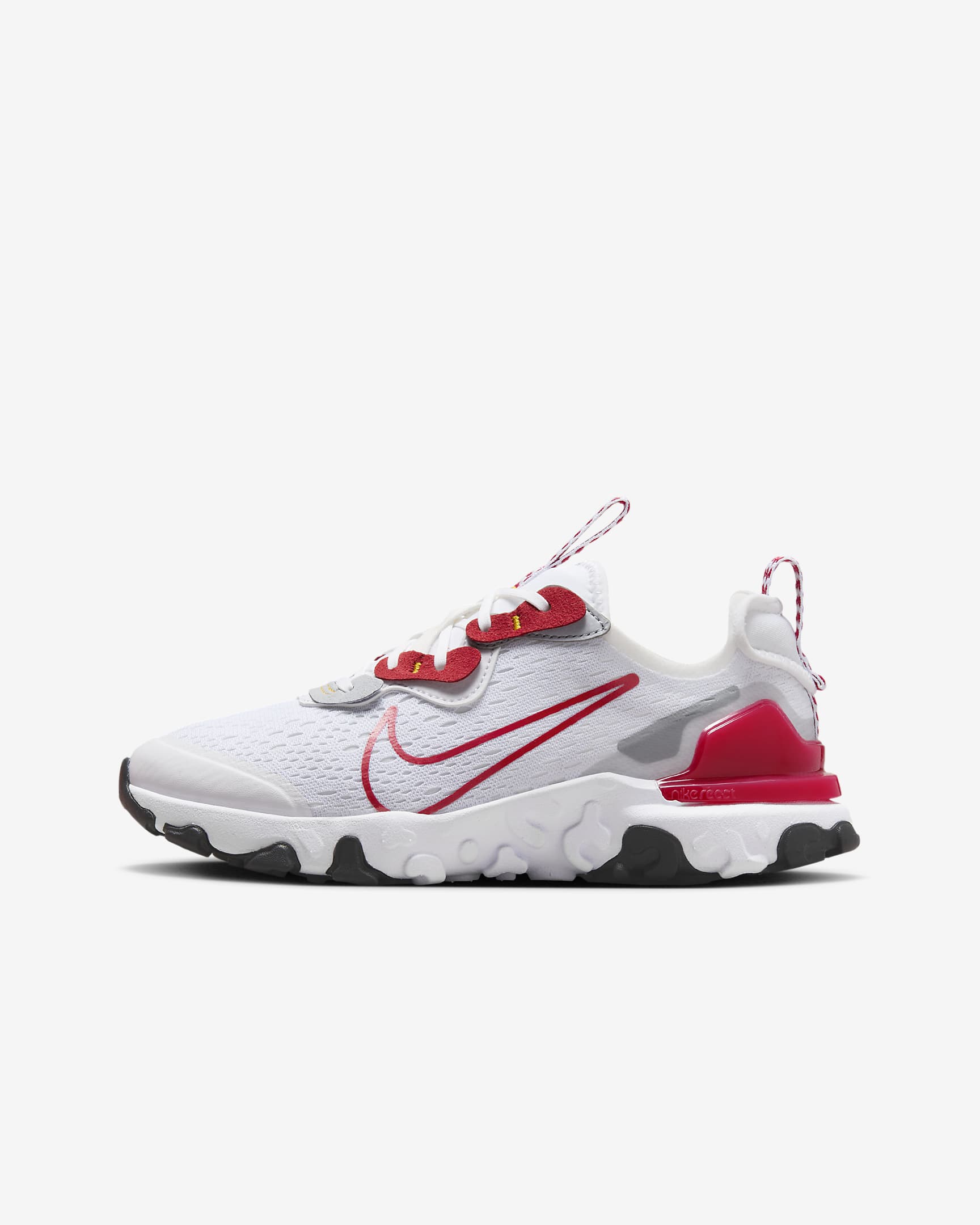 Sapatilhas Nike React Vision Júnior - Branco/Cinzento Wolf/Preto/Vermelho Gym