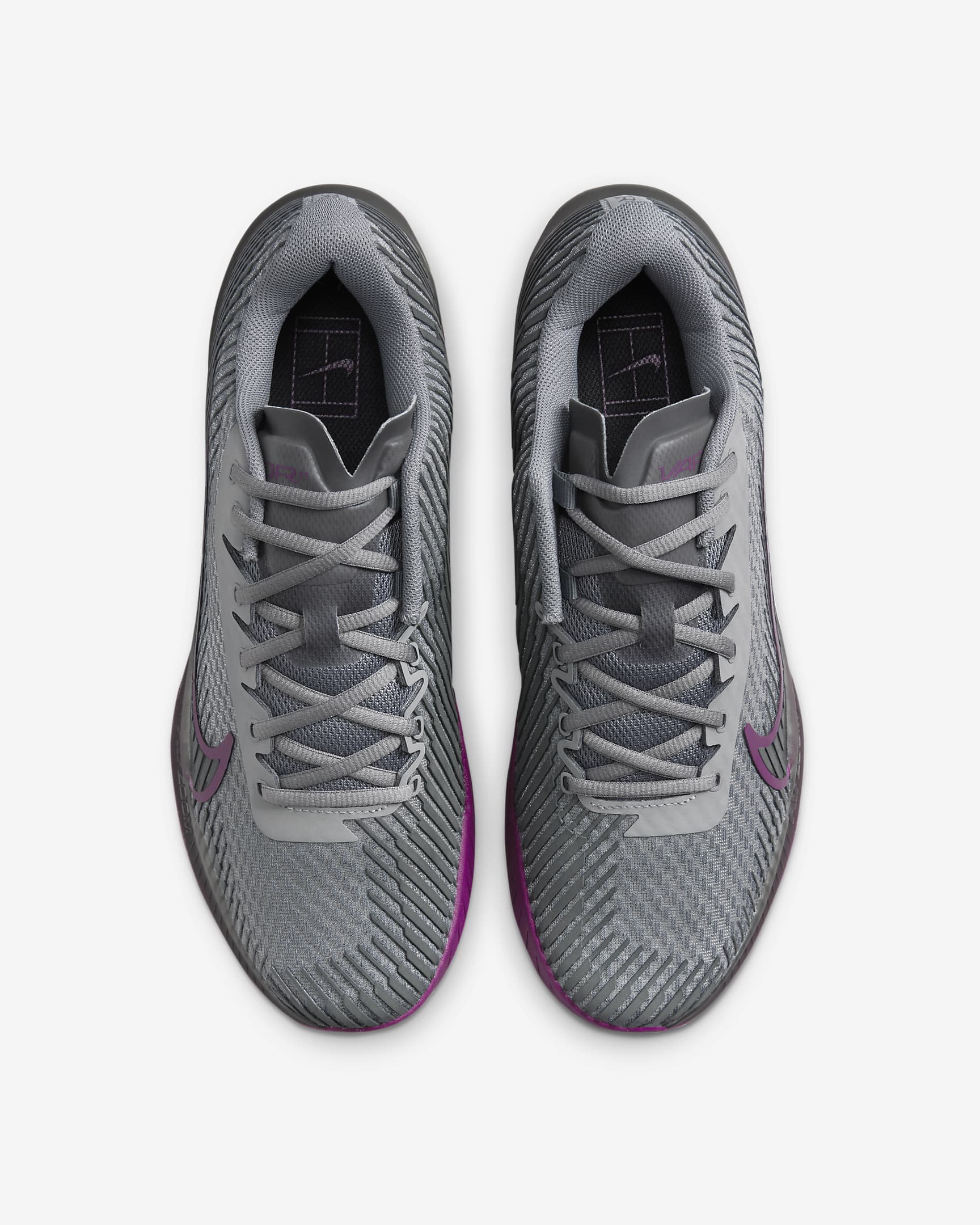 NikeCourt Air Zoom Vapor 11 Men's Hard Court Tennis Shoes - Smoke Grey/Dark Smoke Grey/Sangria/Black