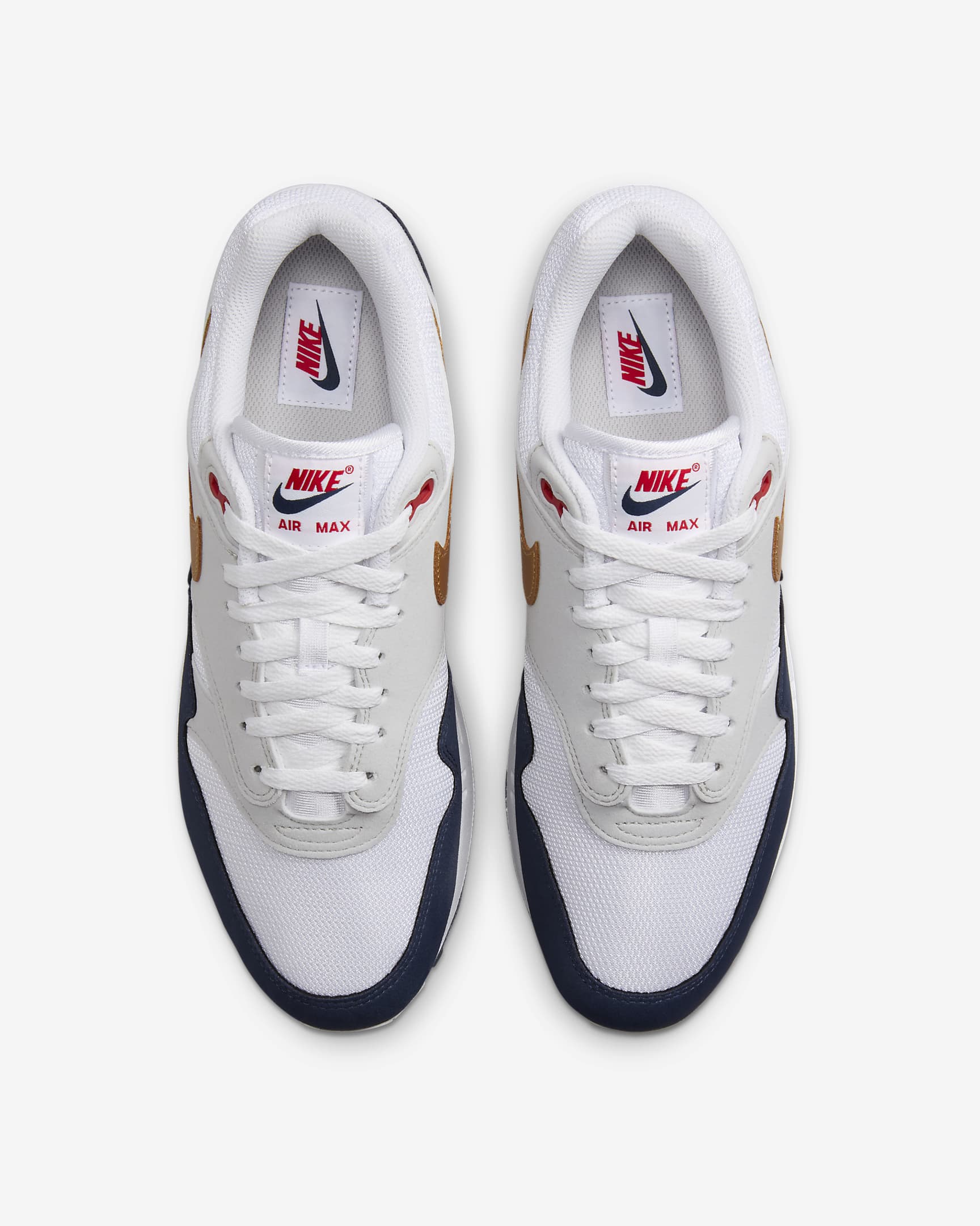 Nike Air Max 1-sko til mænd - Obsidian/hvid/Light Smoke Grey/Metallic Gold