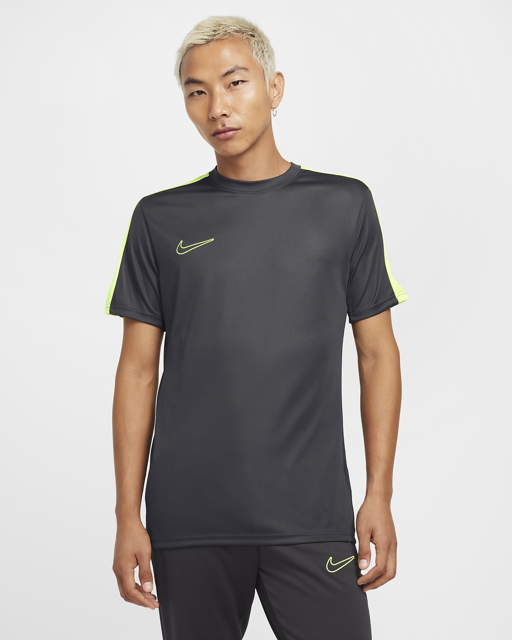 Męska koszulka piłkarska z krótkim rękawem Dri-FIT Nike Academy - Anthracite/Volt/Volt