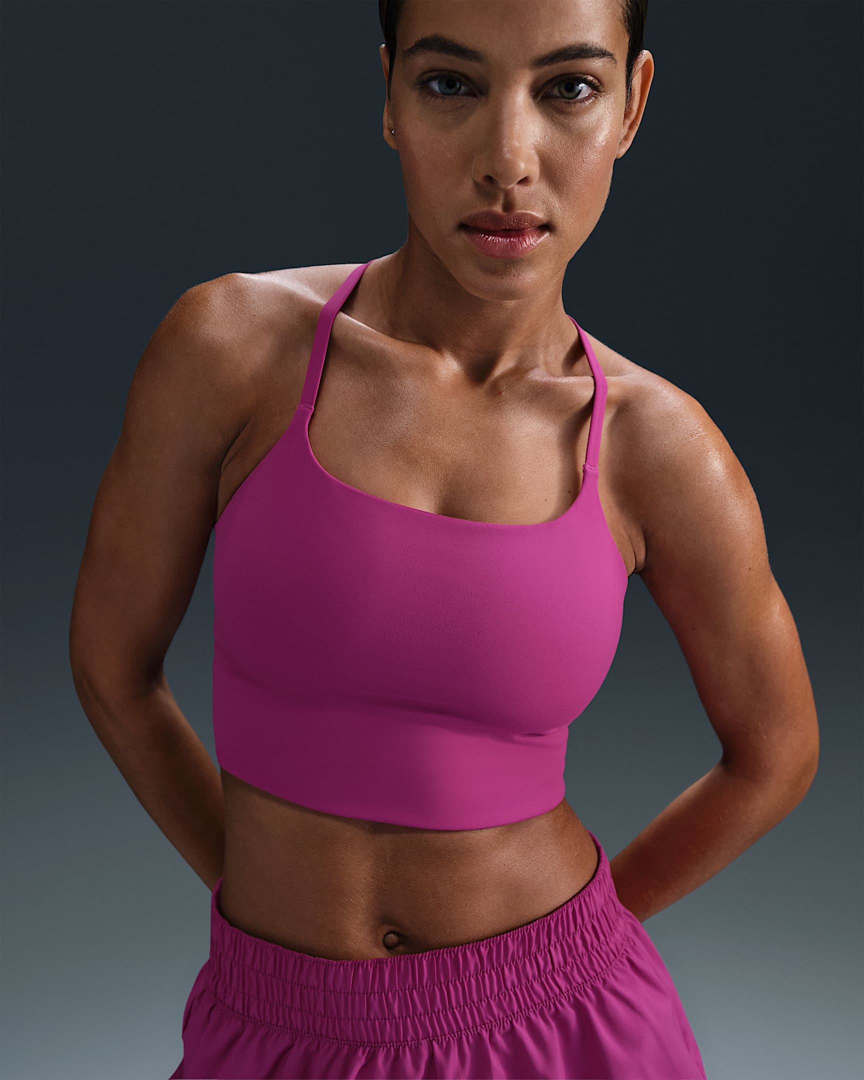 Nike One Convertible Women's Light-Support Lightly Lined Longline Sports Bra - Hot Fuchsia/Hot Fuchsia/Beyond Pink/White