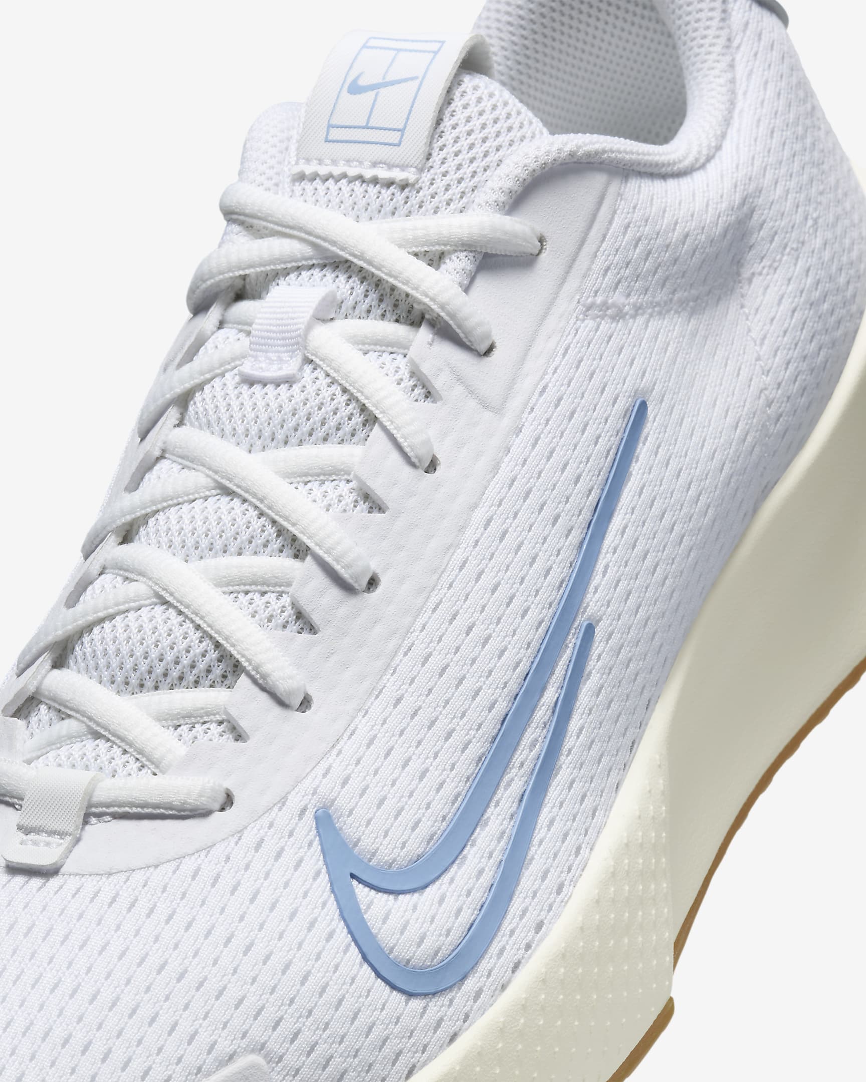 NikeCourt Vapor Lite 2 Men's Hard Court Tennis Shoes - White/Sail/Gum Light Brown/Light Blue