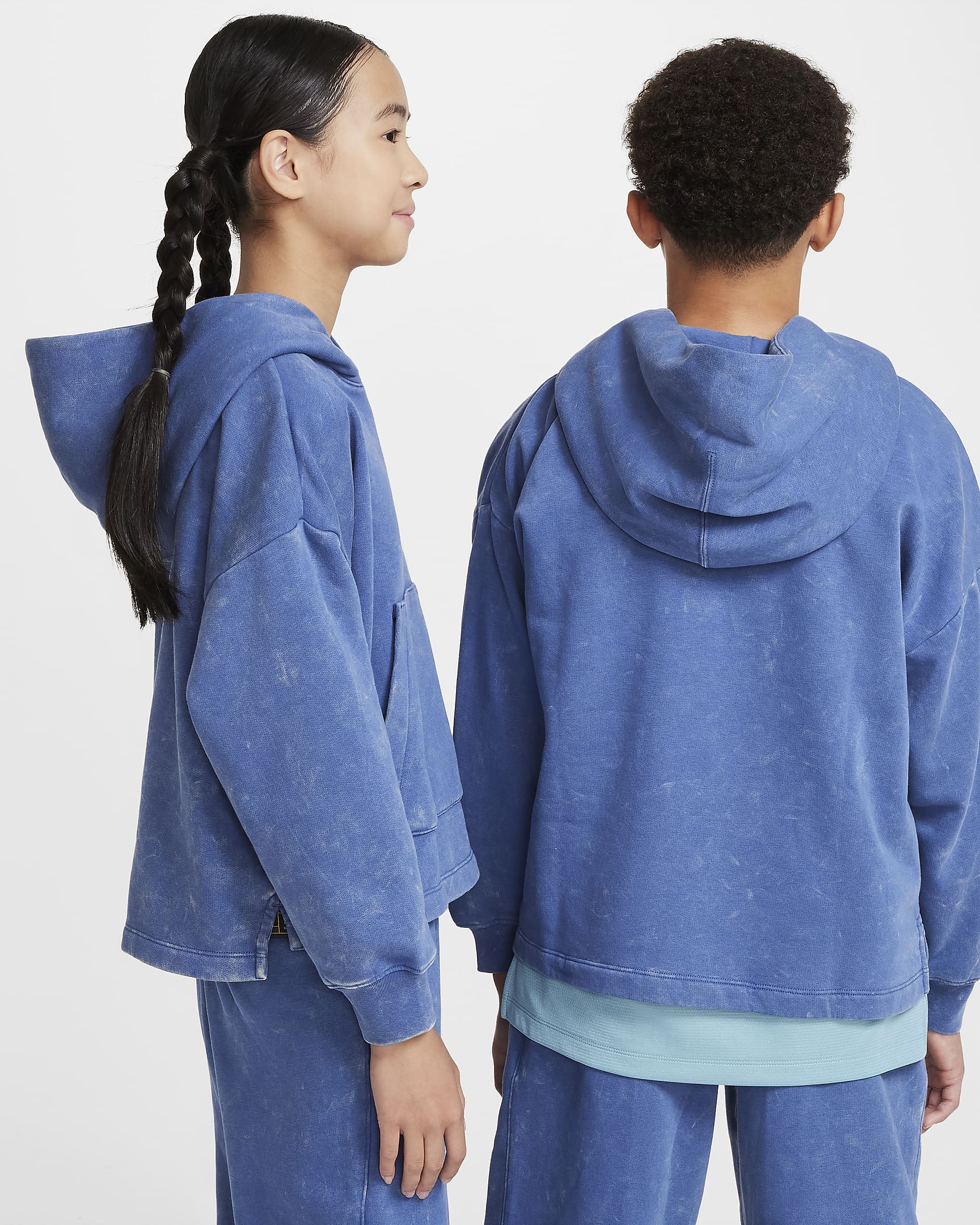 Nike Culture Of Basketball Big Kids' Fleece Pullover Hoodie - Mystic Navy/Denim Turquoise/Mystic Navy