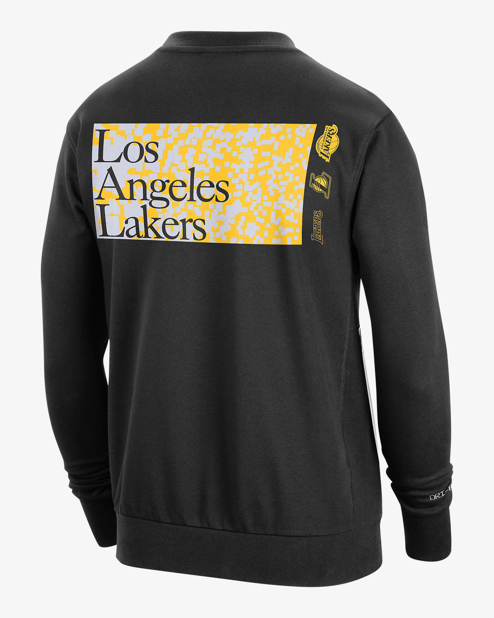 Los Angeles Lakers Standard Issue Nike NBA-sweatshirt met ronde hals en Dri-FIT voor heren - Zwart