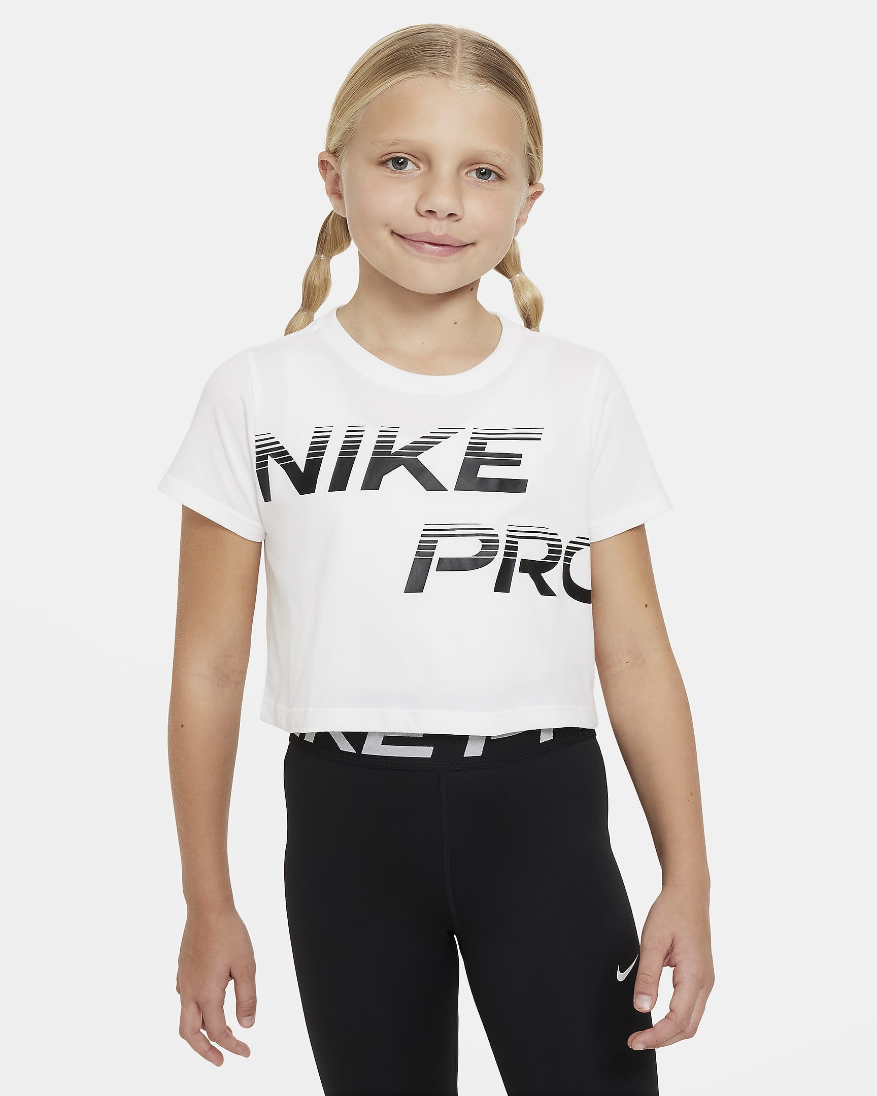 Nike Pro Older Kids' (Girls') Dri-FIT Cropped T-Shirt. Nike BG