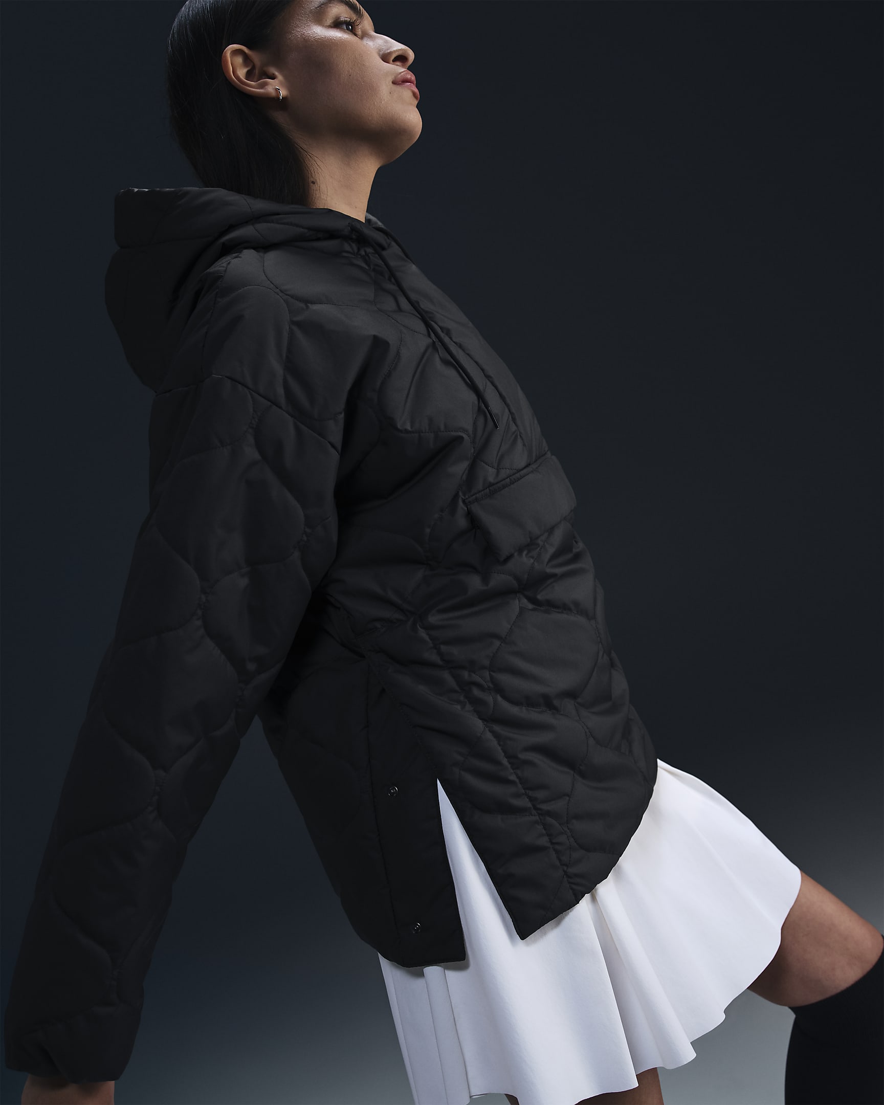 Nike Sportswear Essential Women's Quilted Anorak Jacket - Black/White