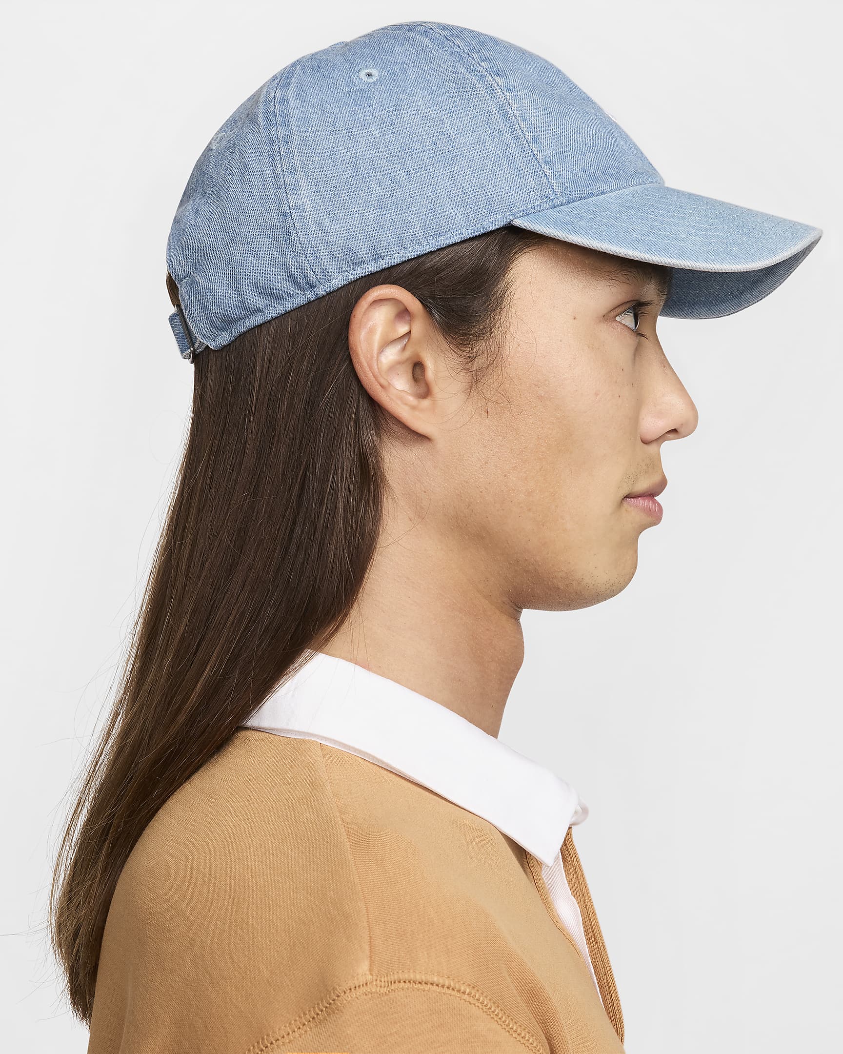 Cappello non strutturato in denim Nike Club - Aegean Storm/Thunder Blue/Bianco