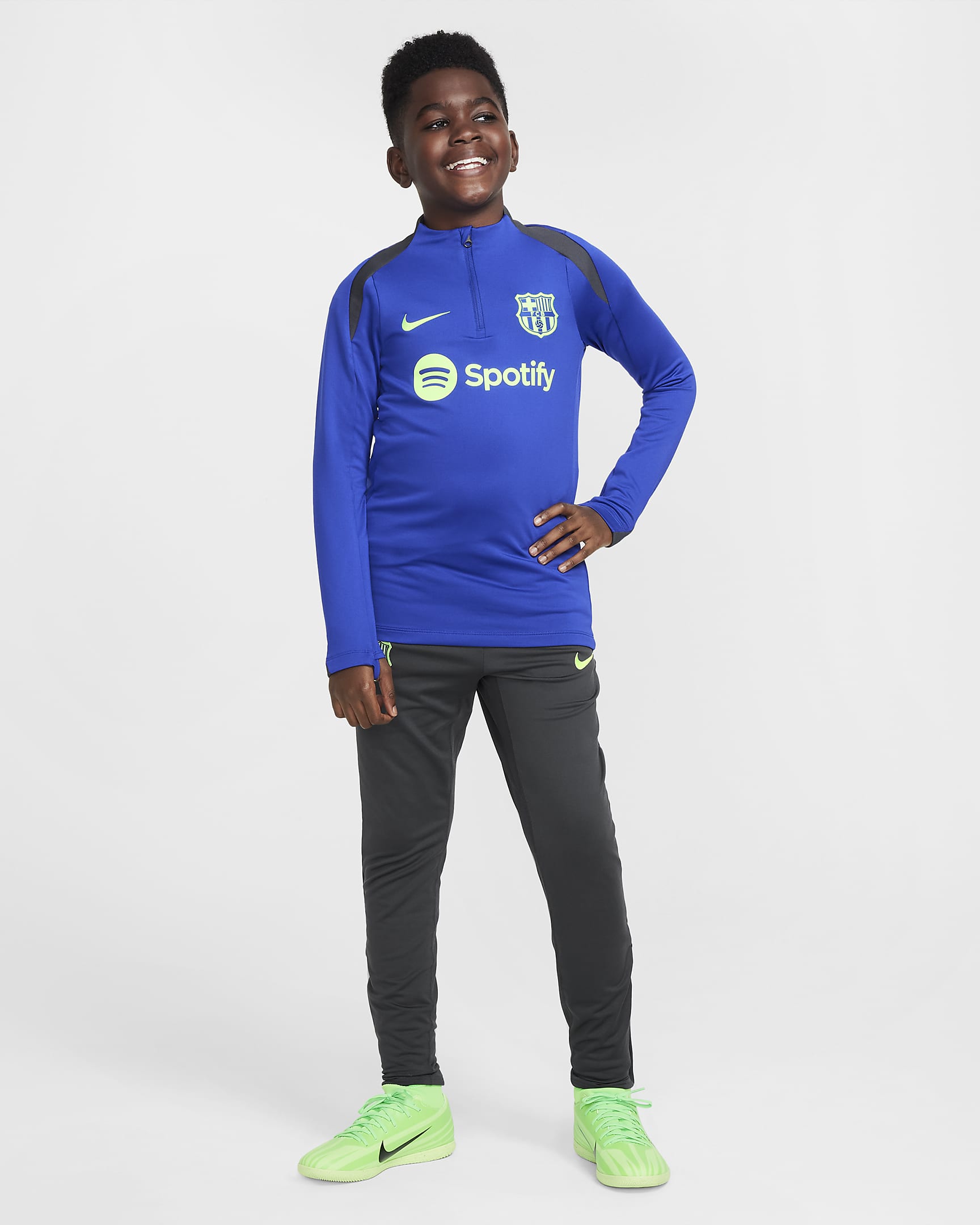 F.C. Barcelona Strike Third Older Kids' Nike Dri-FIT Football Pants - Anthracite/Old Royal/Lime Blast