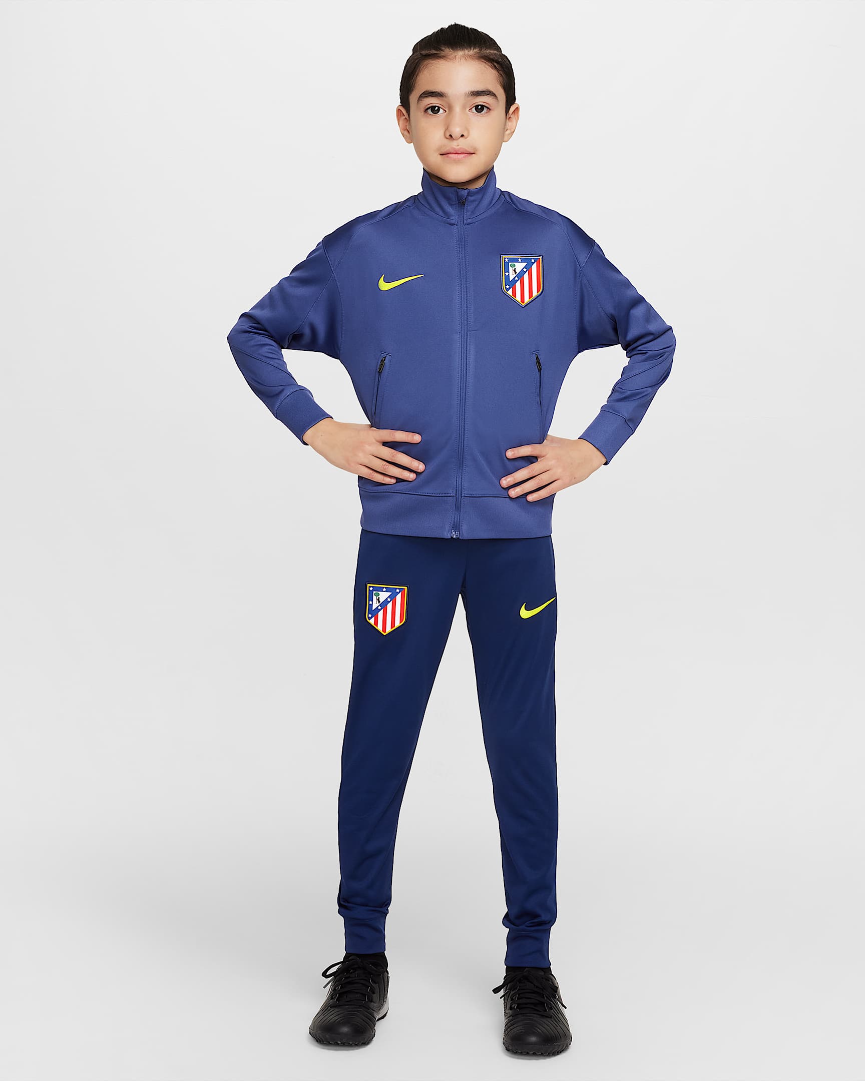 Atlético Madrid Strike Big Kids' Nike Dri-FIT Soccer Knit Tracksuit - Dark Purple Dust/Binary Blue/Vibrant Yellow