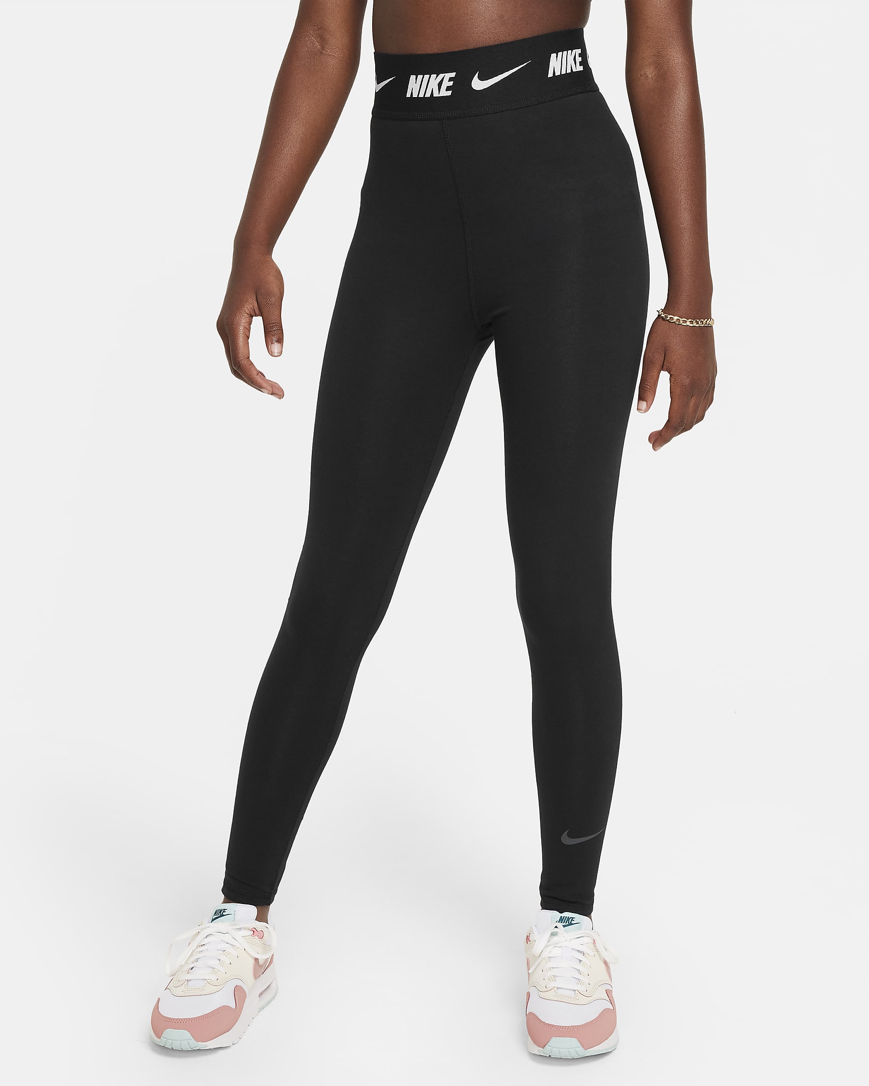 Nike Sportswear Favourites Older Kids' (Girls') High-Waisted Leggings - Black/Dark Smoke Grey