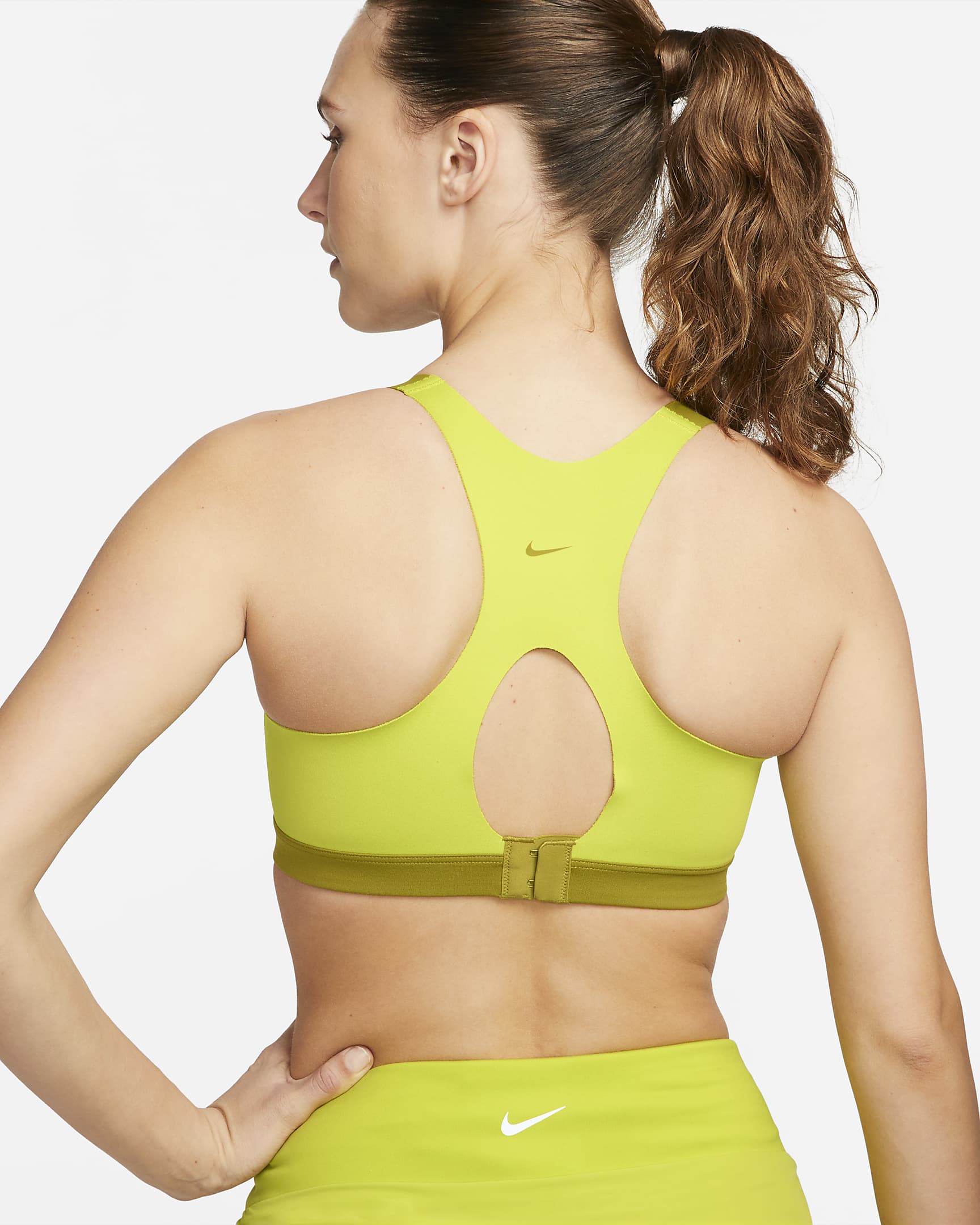 Nike Alpha Women's High-Support Padded Zip-Front Sports Bra - Moss/Bright Cactus/Moss