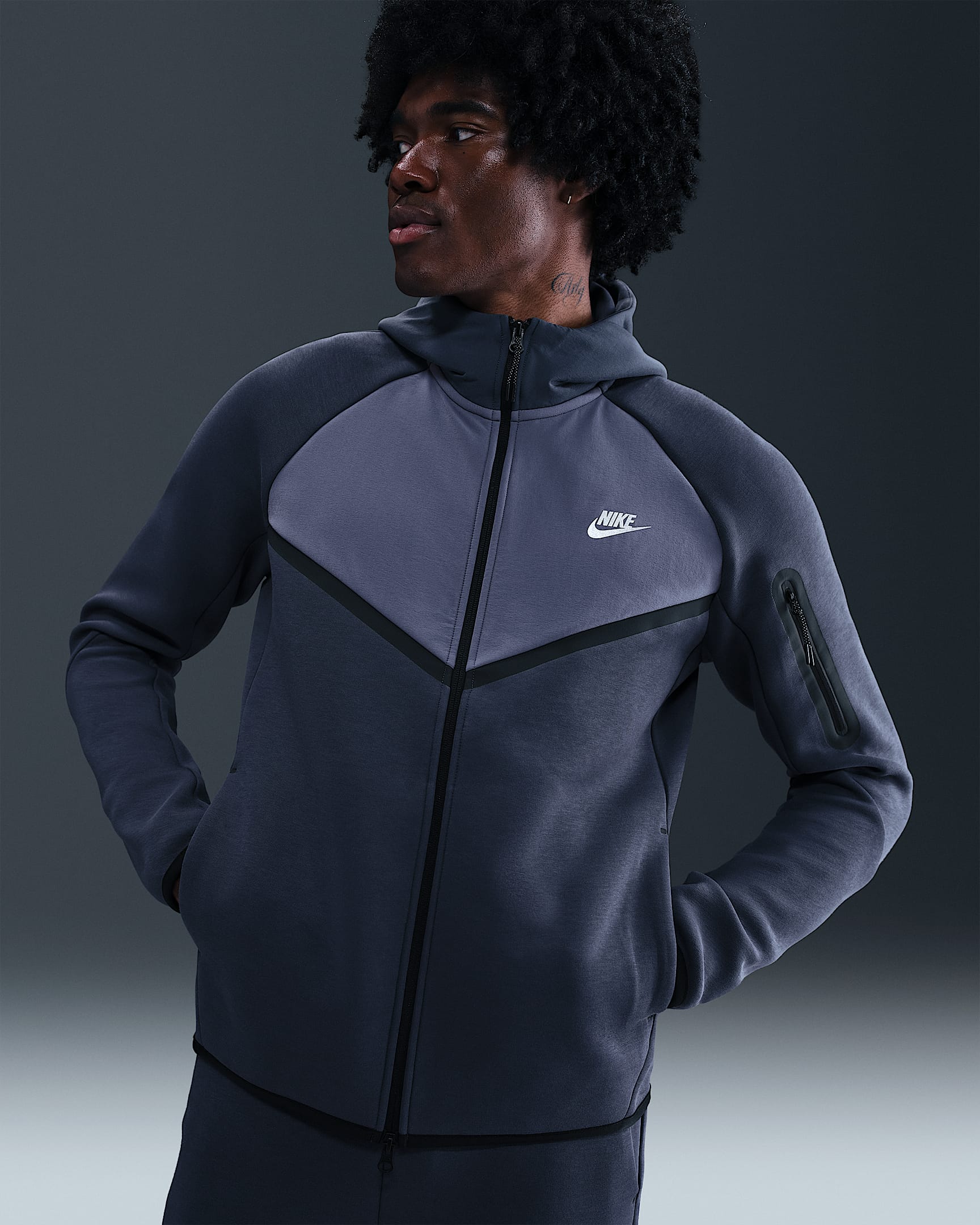 Nike Tech Jaqueta Windrunner amb cremallera completa de teixit Fleece - Home - Thunder Blue/Diffused Blue/Platejat metal·litzat