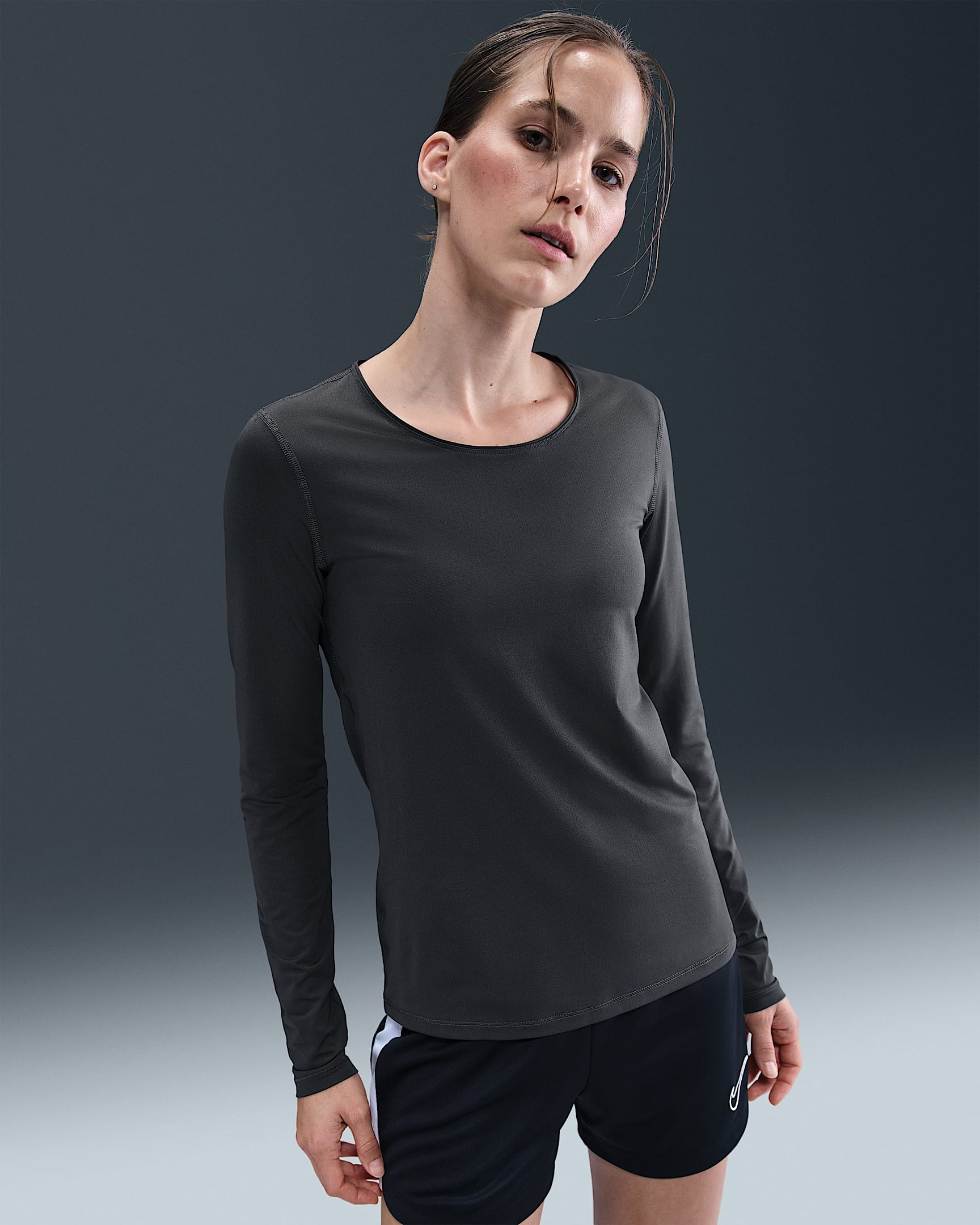 Nike Pro Women's Football Long-Sleeve Top - Anthracite/Cool Grey