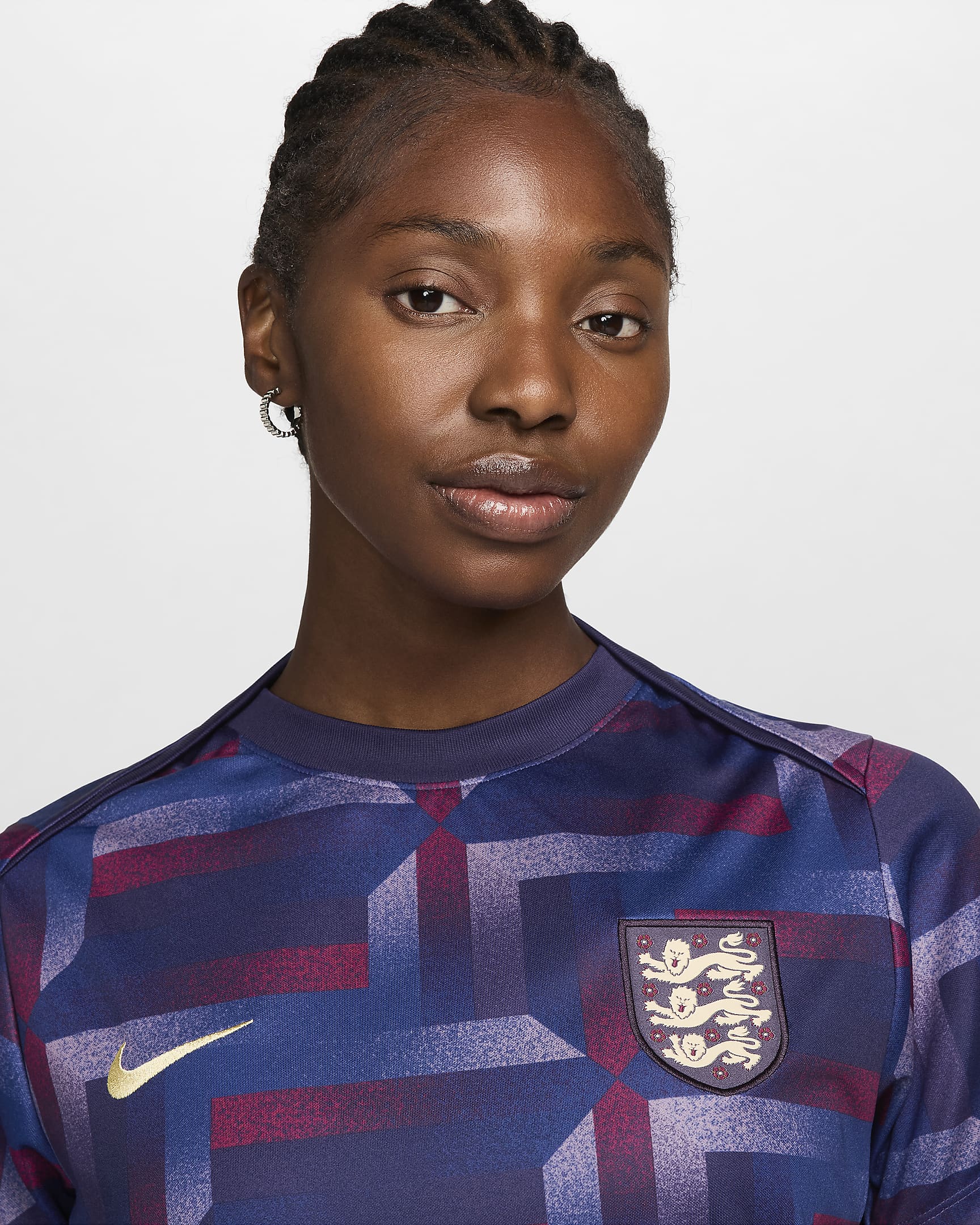 England Academy Pro Women's Nike Dri-FIT Football Pre-Match Short-Sleeve Top - Purple Ink/Purple Ink/Sesame