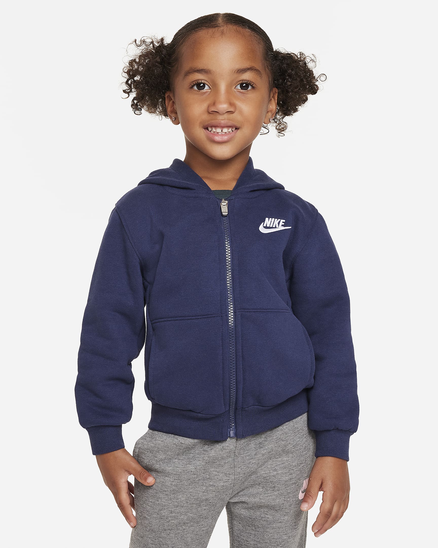 Sudadera con gorro de cierre completo para niño pequeño Nike Sportswear Club Fleece - Azul marino medianoche