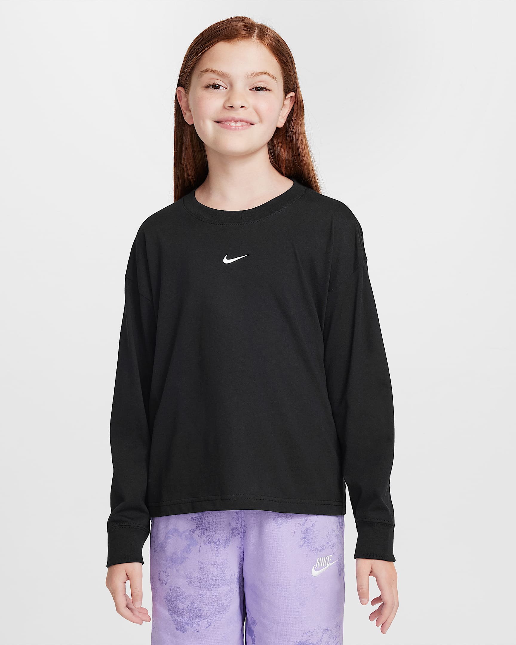 Nike Sportswear Essential Big Kids' (Girls') Long-Sleeve T-Shirt - Black