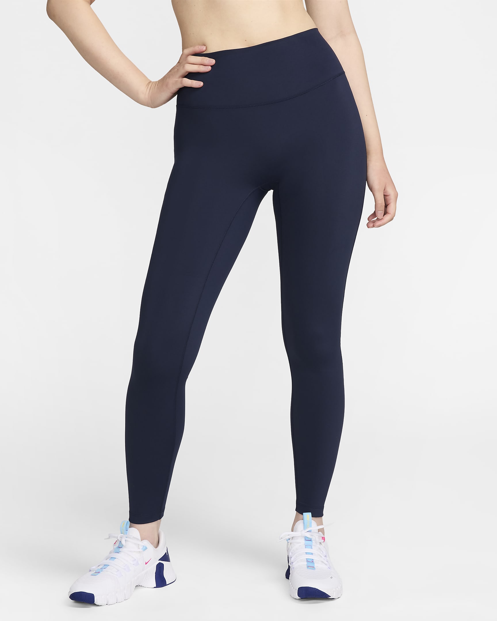 Leggings de tiro alto de largo completo para mujer Nike One Seamless Front - Obsidiana/Negro