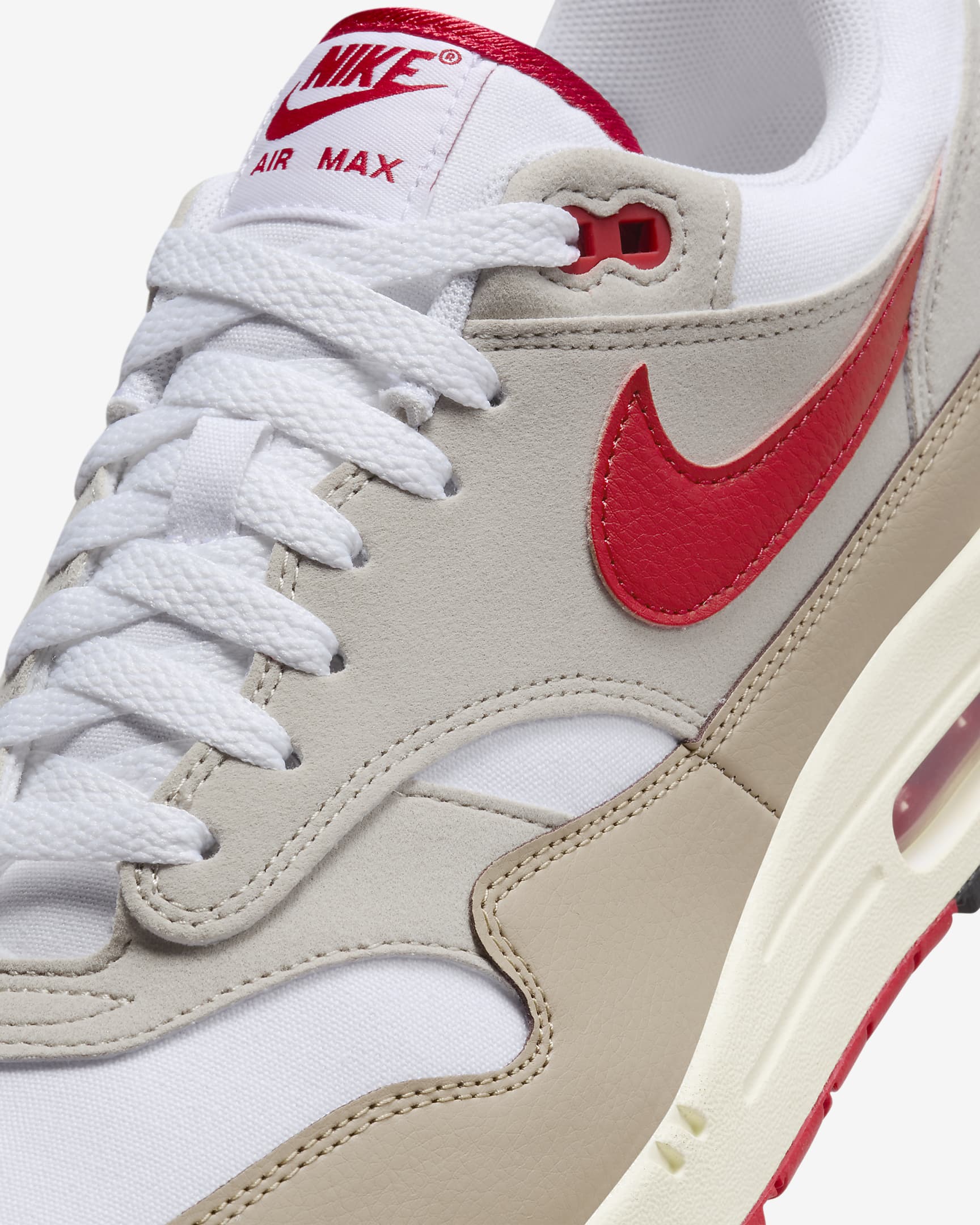 Nike Air Max 1 Men's Shoes - White/Cream II/Limestone/University Red