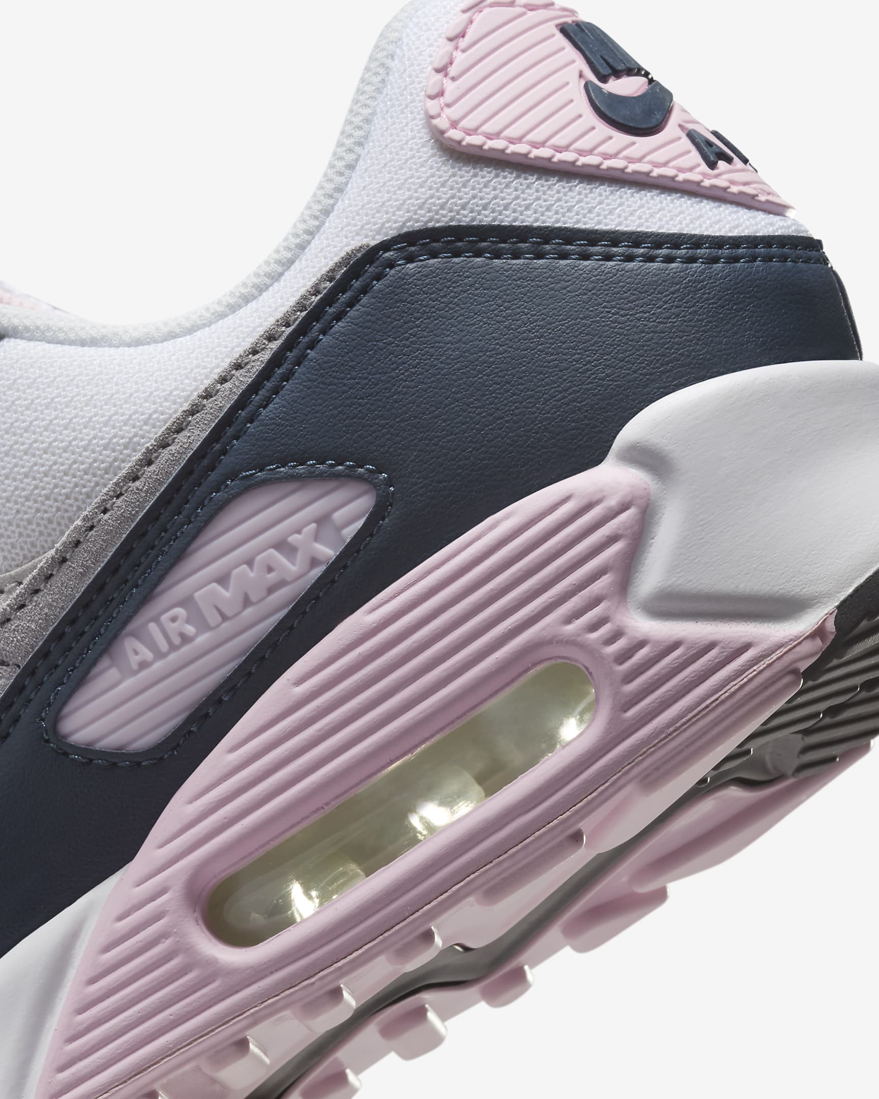 รองเท้าผู้ชาย Nike Air Max 90 - ขาว/Pink Foam/Armory Navy/Wolf Grey