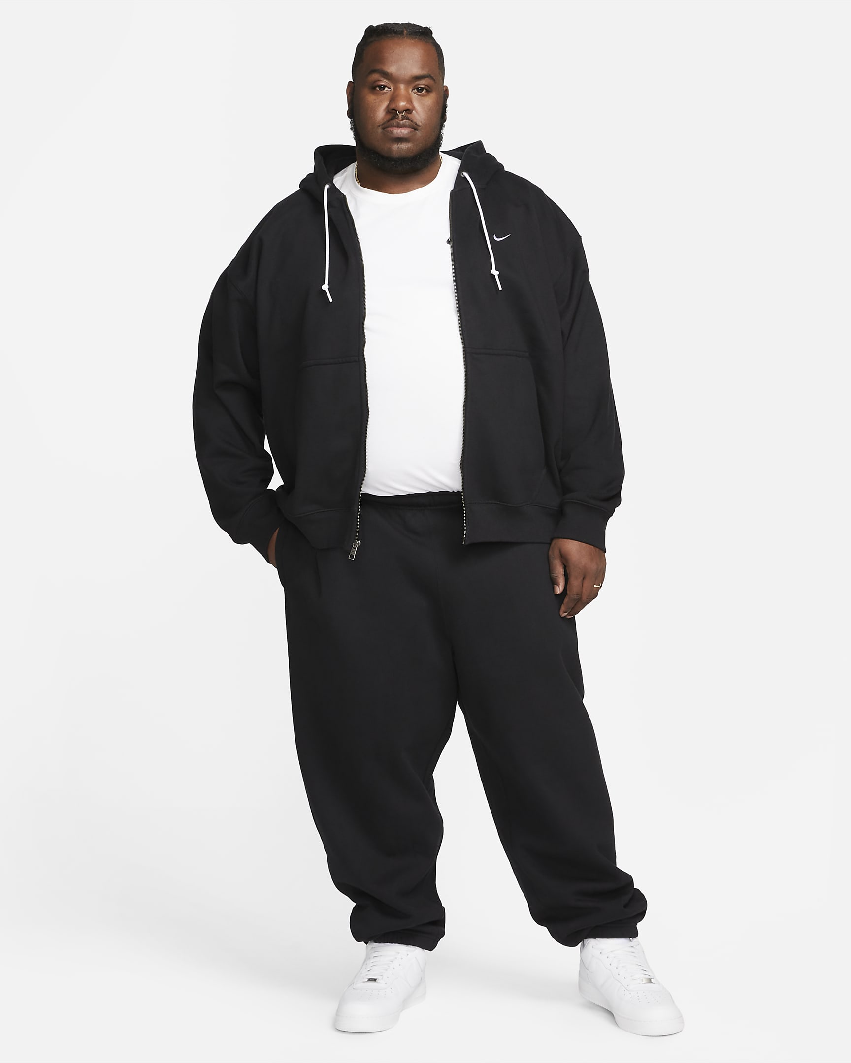 Nike Solo Swoosh Men's Full-Zip Hoodie - Black/White