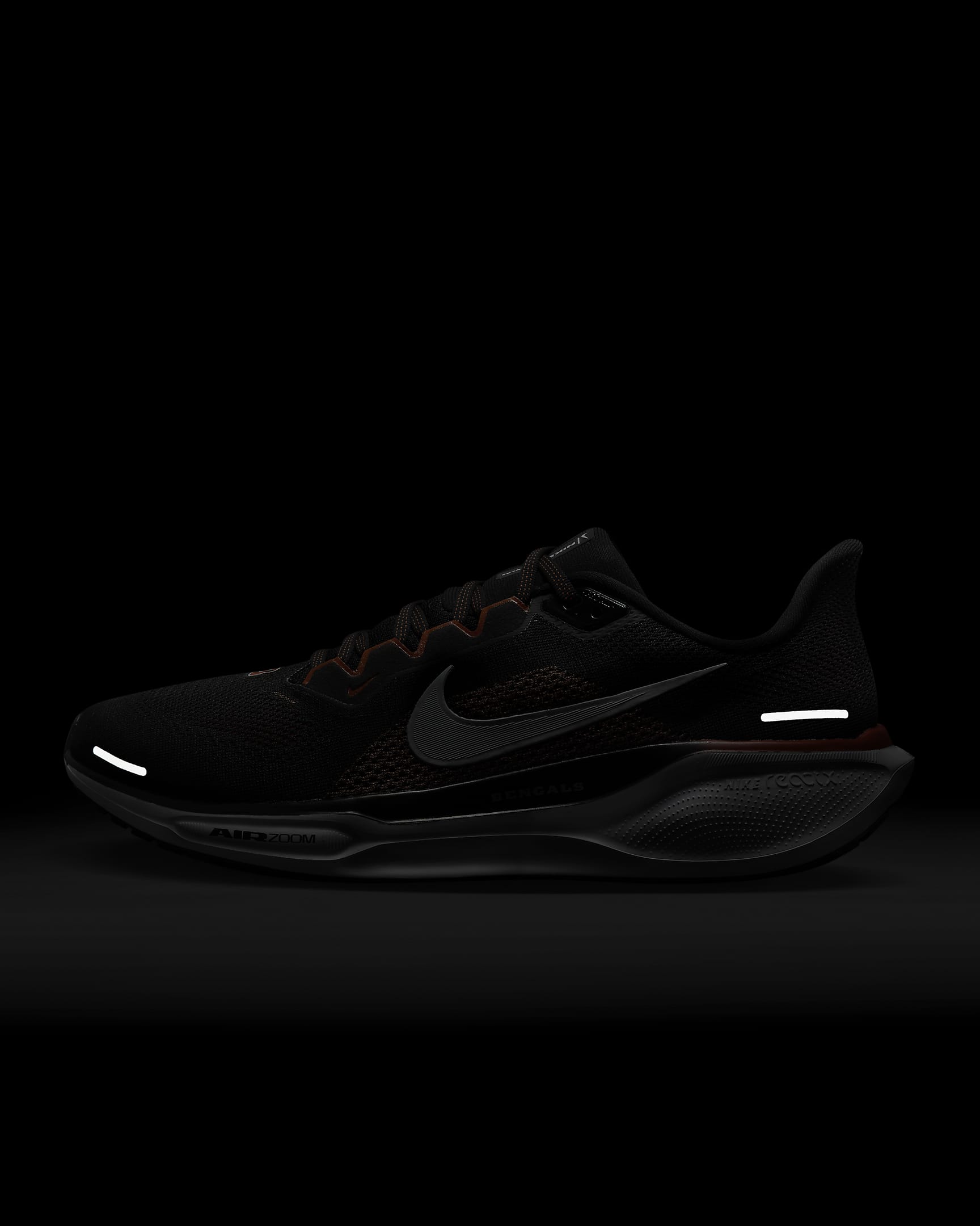 Nike Pegasus 41 NFL Cincinnati Bengals Men's Road Running Shoes - Black/White/University Orange/White