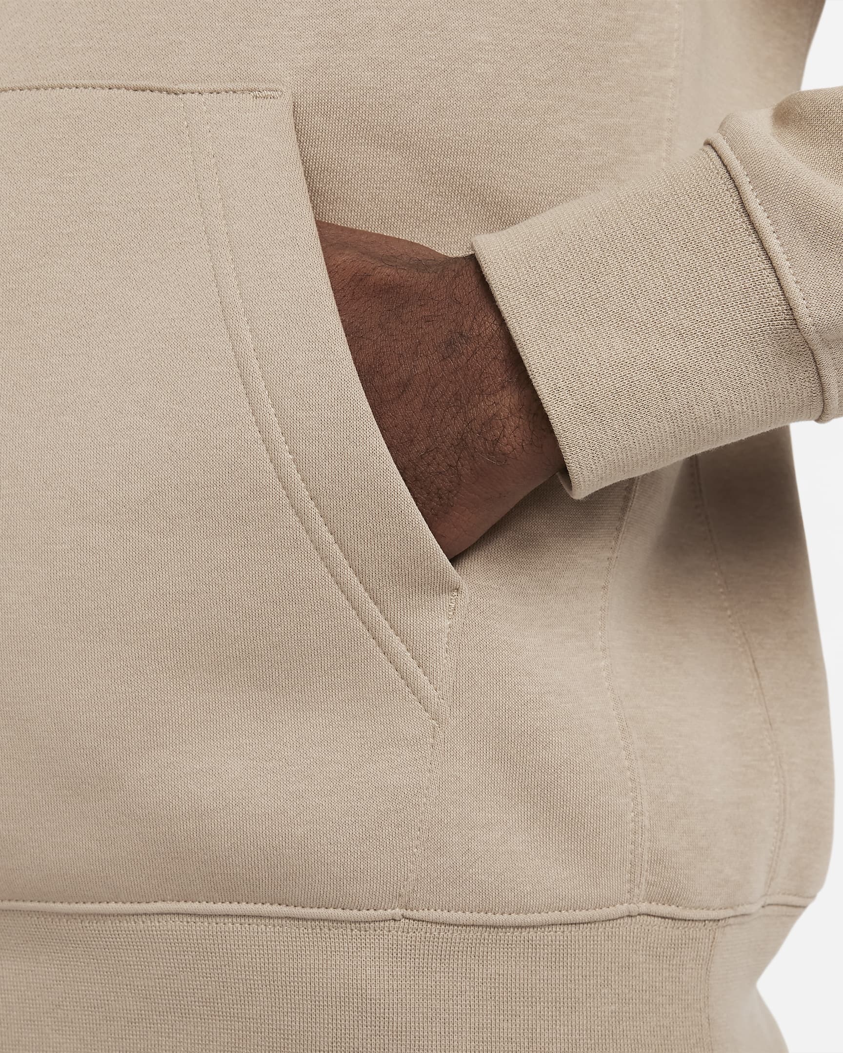 Felpa pullover con cappuccio Nike Sportswear Club Fleece - Khaki/Khaki/Bianco