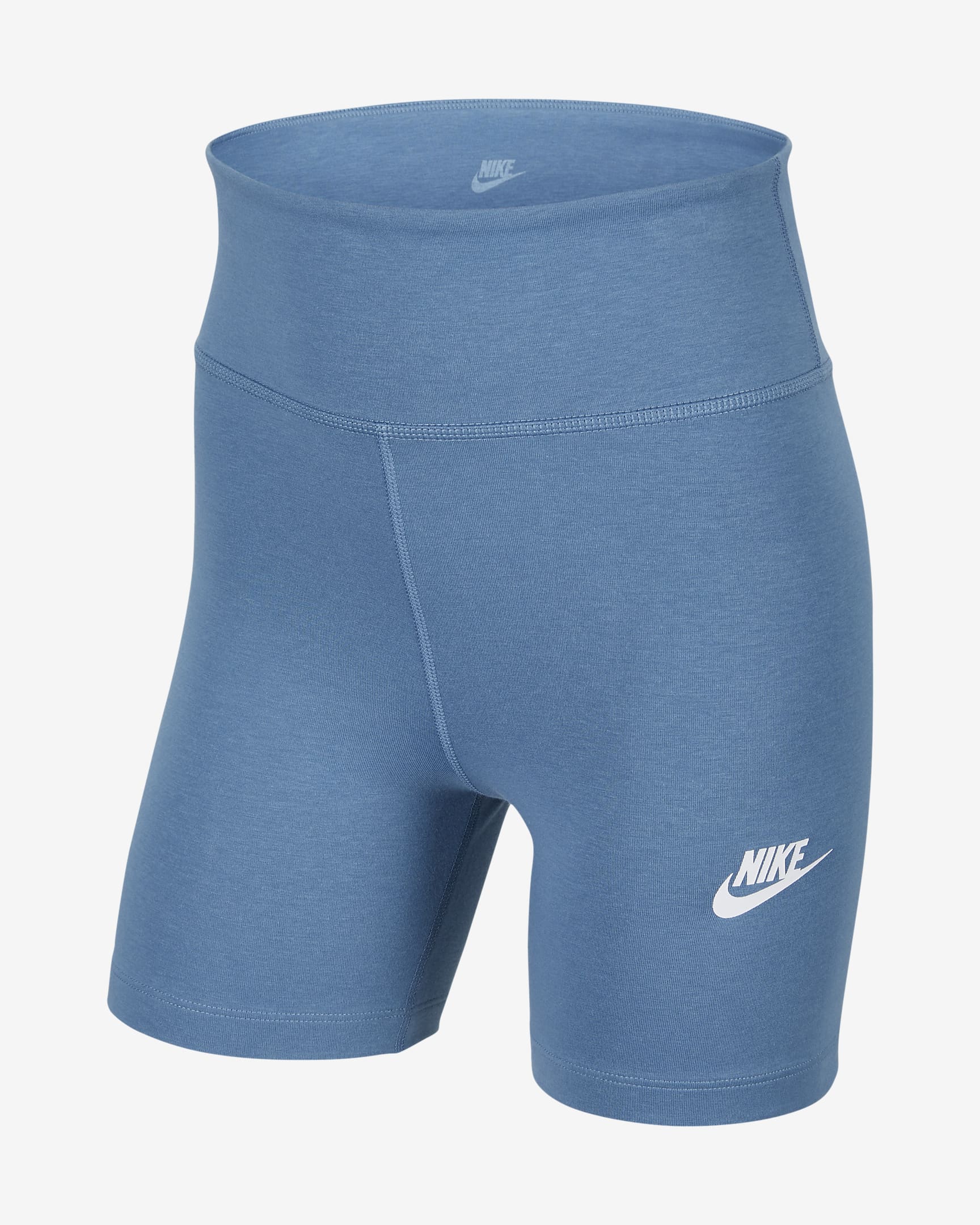 Nike Sportswear Classic Girls' High-Waisted 12.5cm (approx.) Biker Shorts - Aegean Storm/White