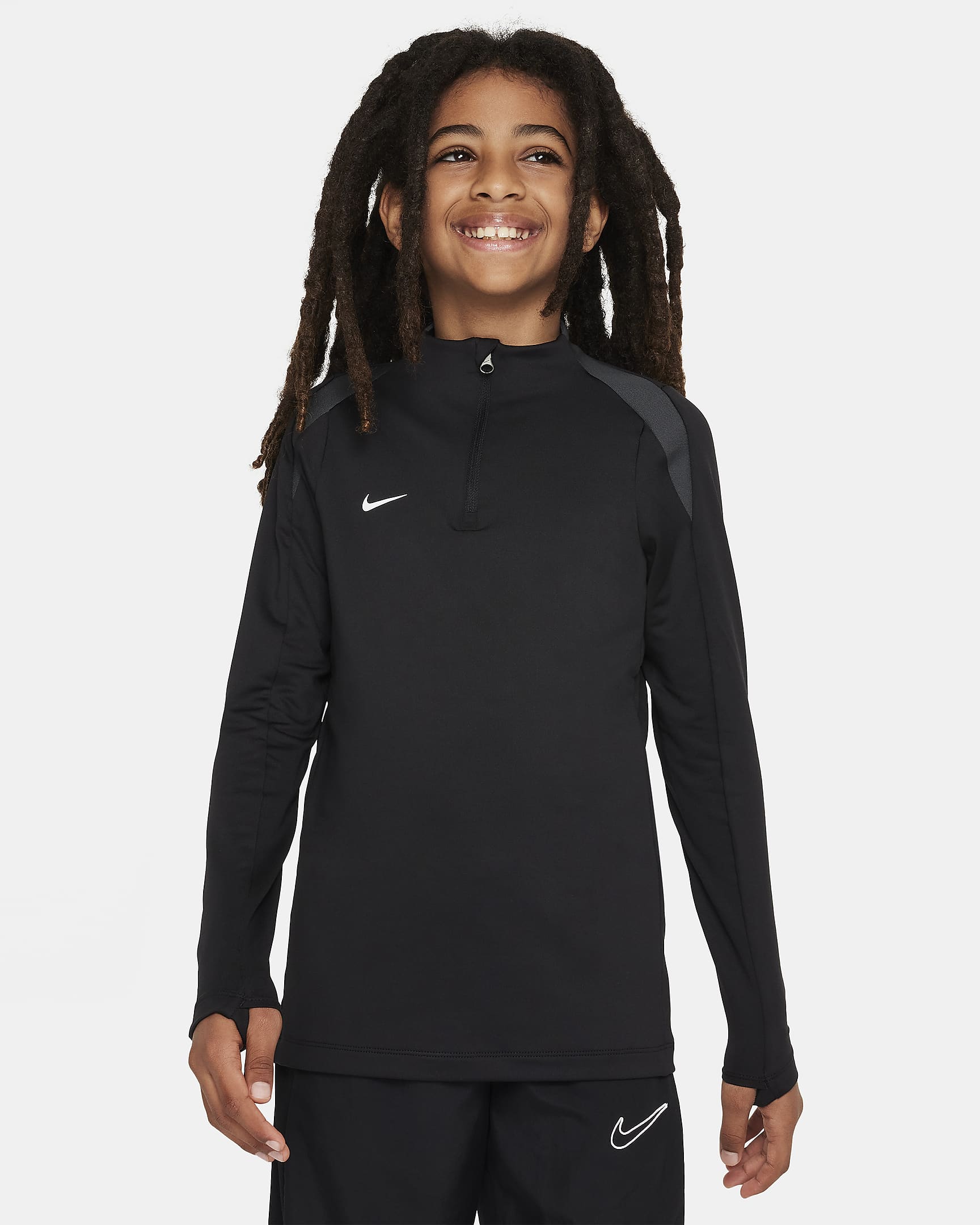 Haut d'entraînement de football Nike Dri-FIT Strike pour ado - Noir/Noir/Anthracite/Blanc