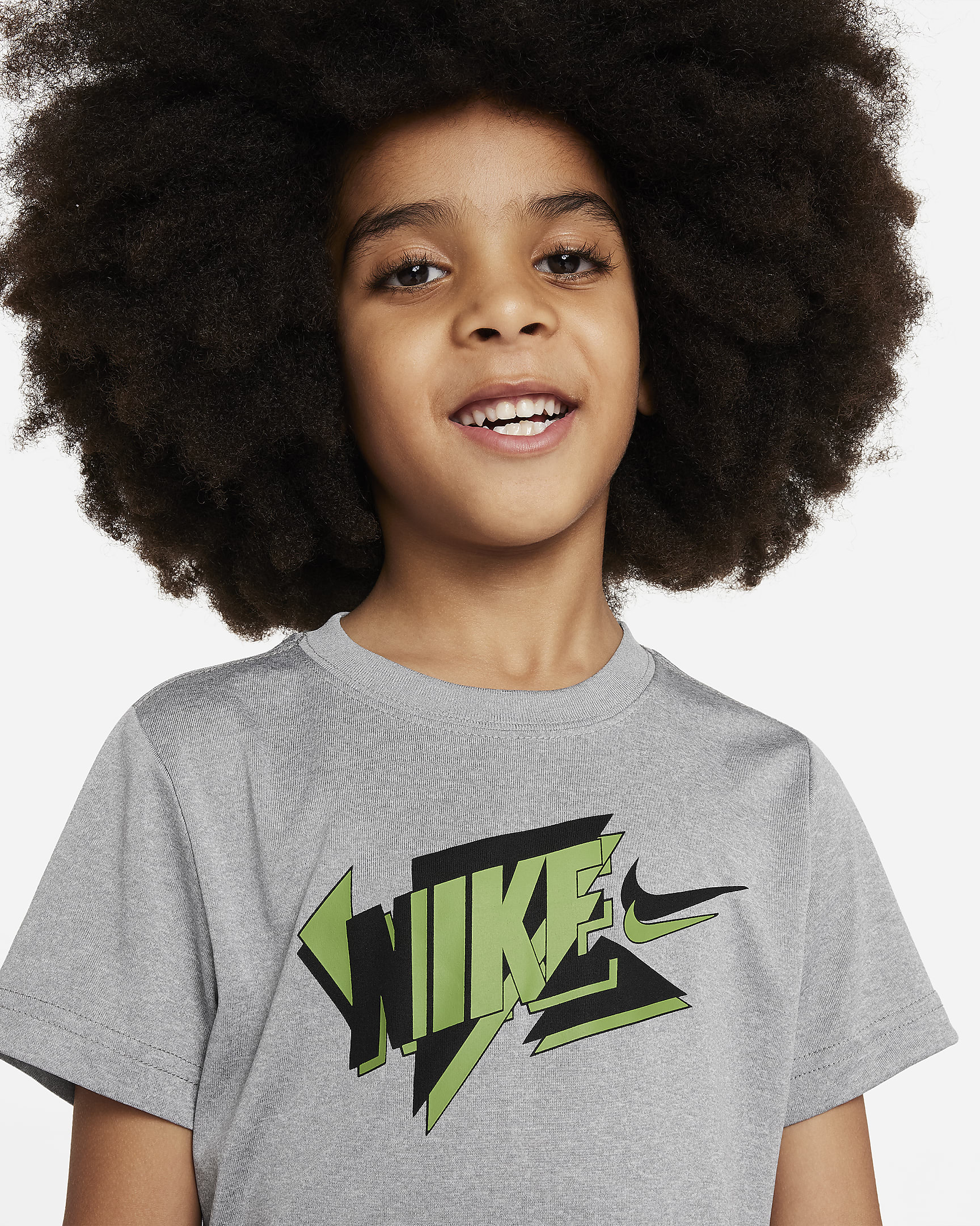 Nike Dri-FIT Little Kids' Graphic T-Shirt - Dark Grey Heather