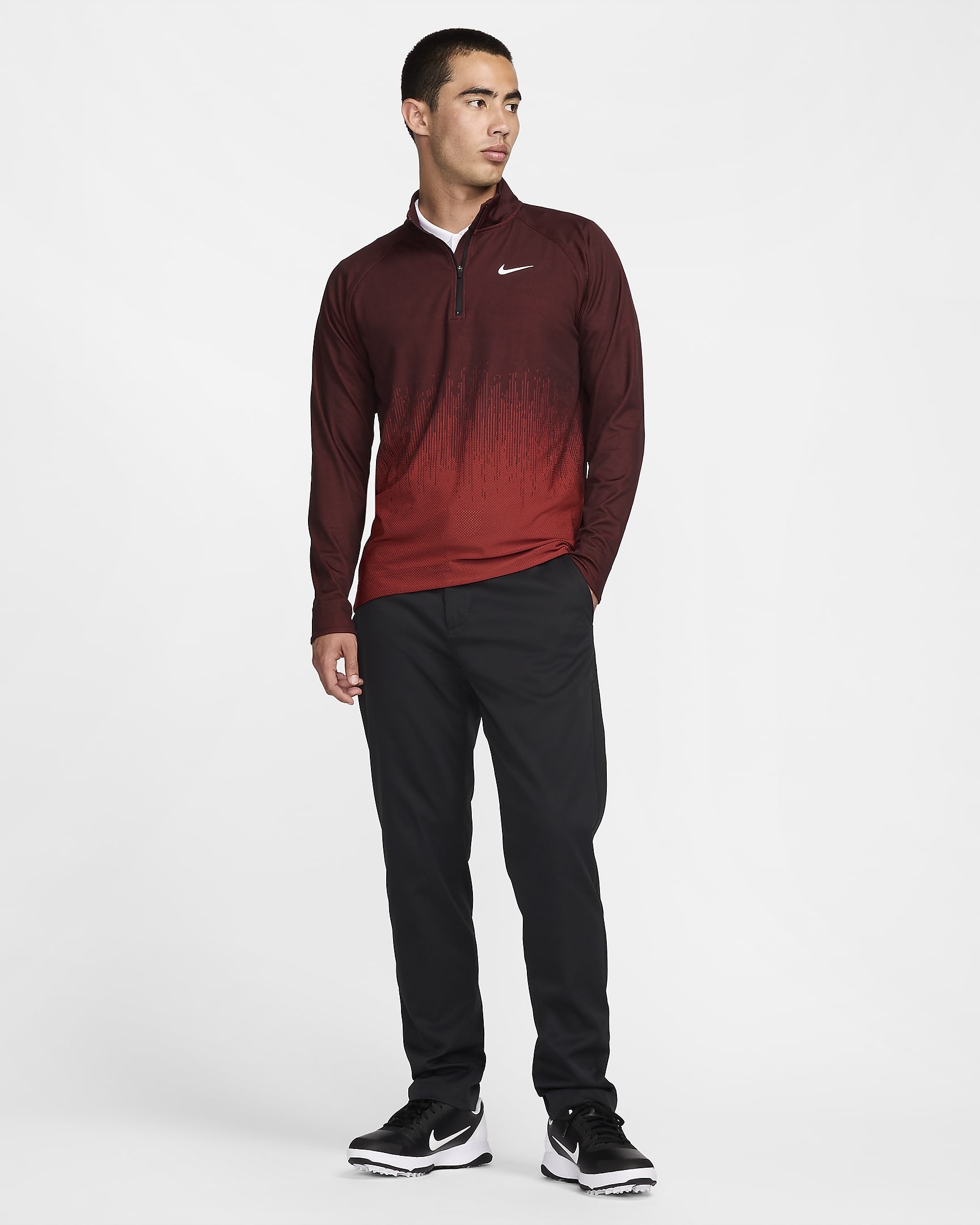 Haut de golf à demi-zip Dri-FIT ADV Nike Tour pour homme - Dragon Red/Burgundy Crush/Blanc