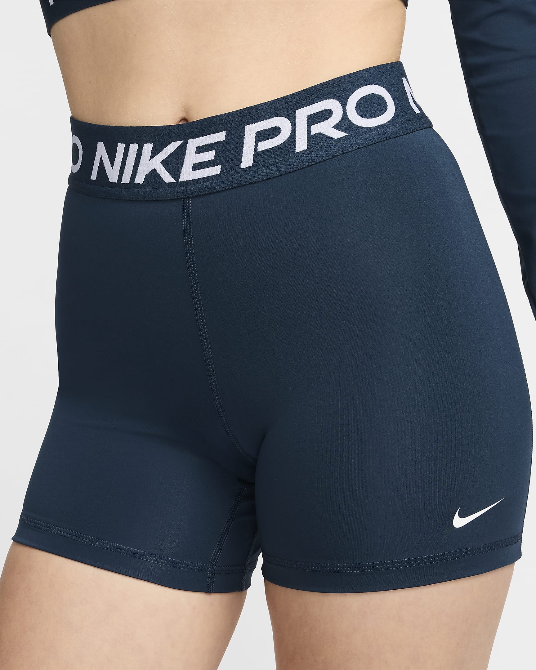 Shorts de 13 cm para mujer Nike Pro 365 - Azul marino militar/Negro/Blanco