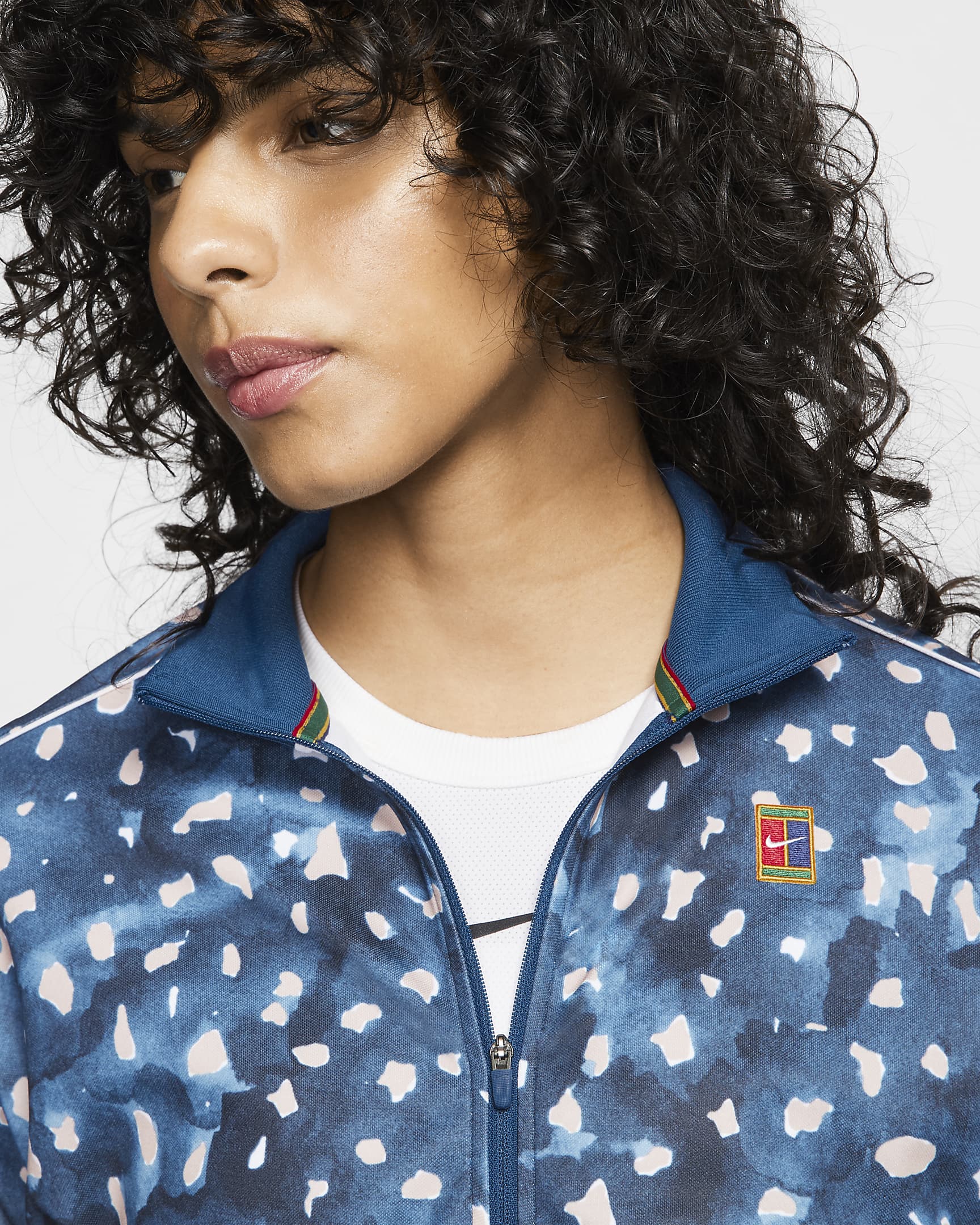 NikeCourt Women's Printed Tennis Jacket - Valerian Blue