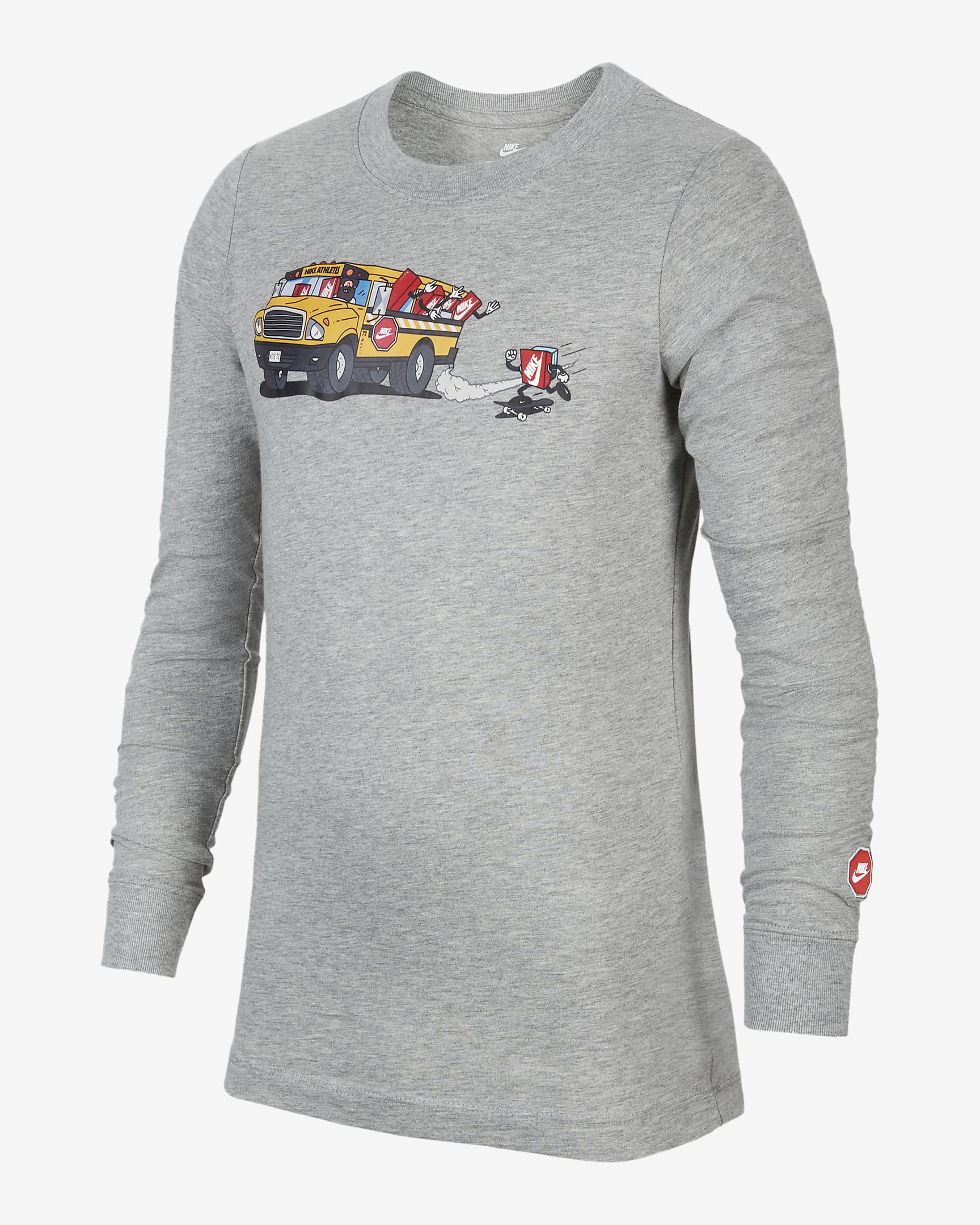 Playera de manga larga para niños grandes Nike Sportswear - Gris oscuro jaspeado