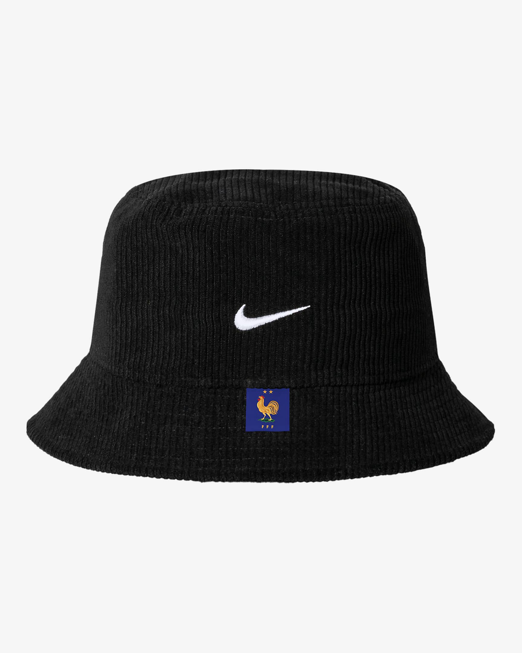 Gorro tipo pescador de fútbol Nike de pana FFF - Negro