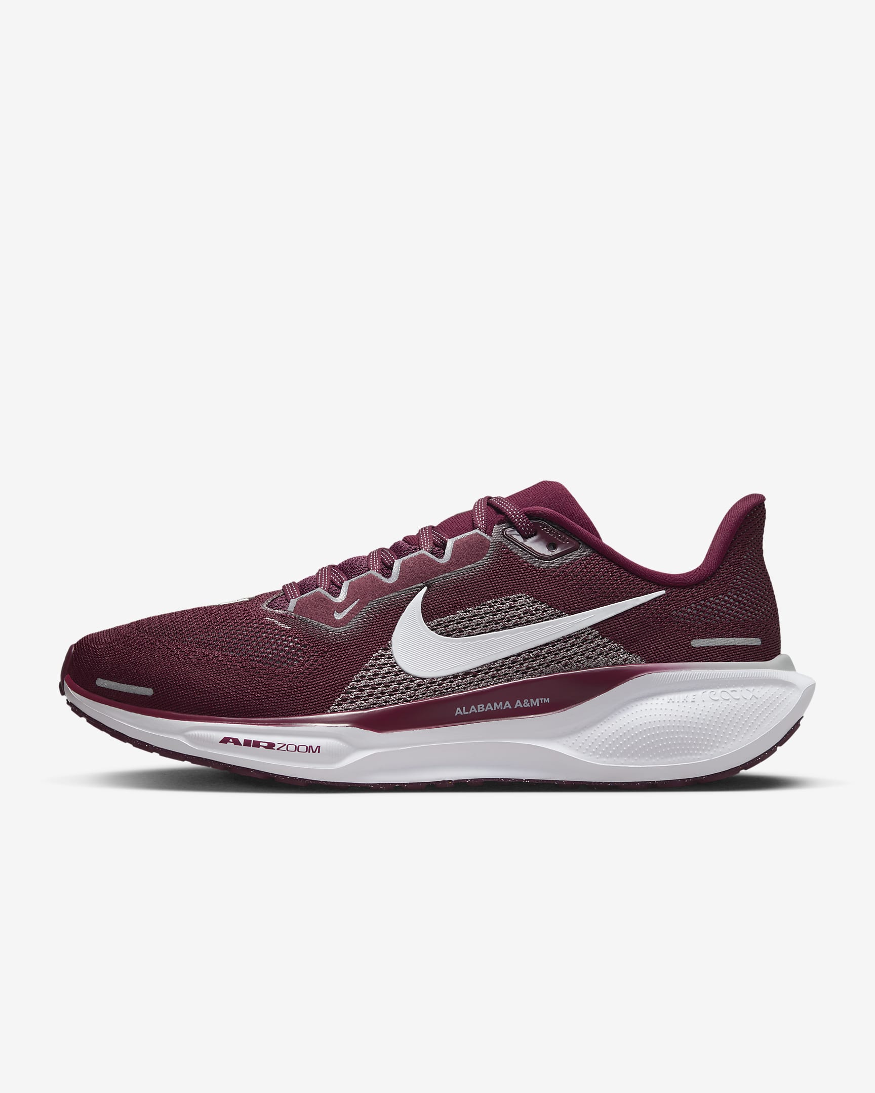 Alabama A&M Pegasus 41 Men's Nike College Road Running Shoes - Deep Maroon/White/Wolf Grey/White