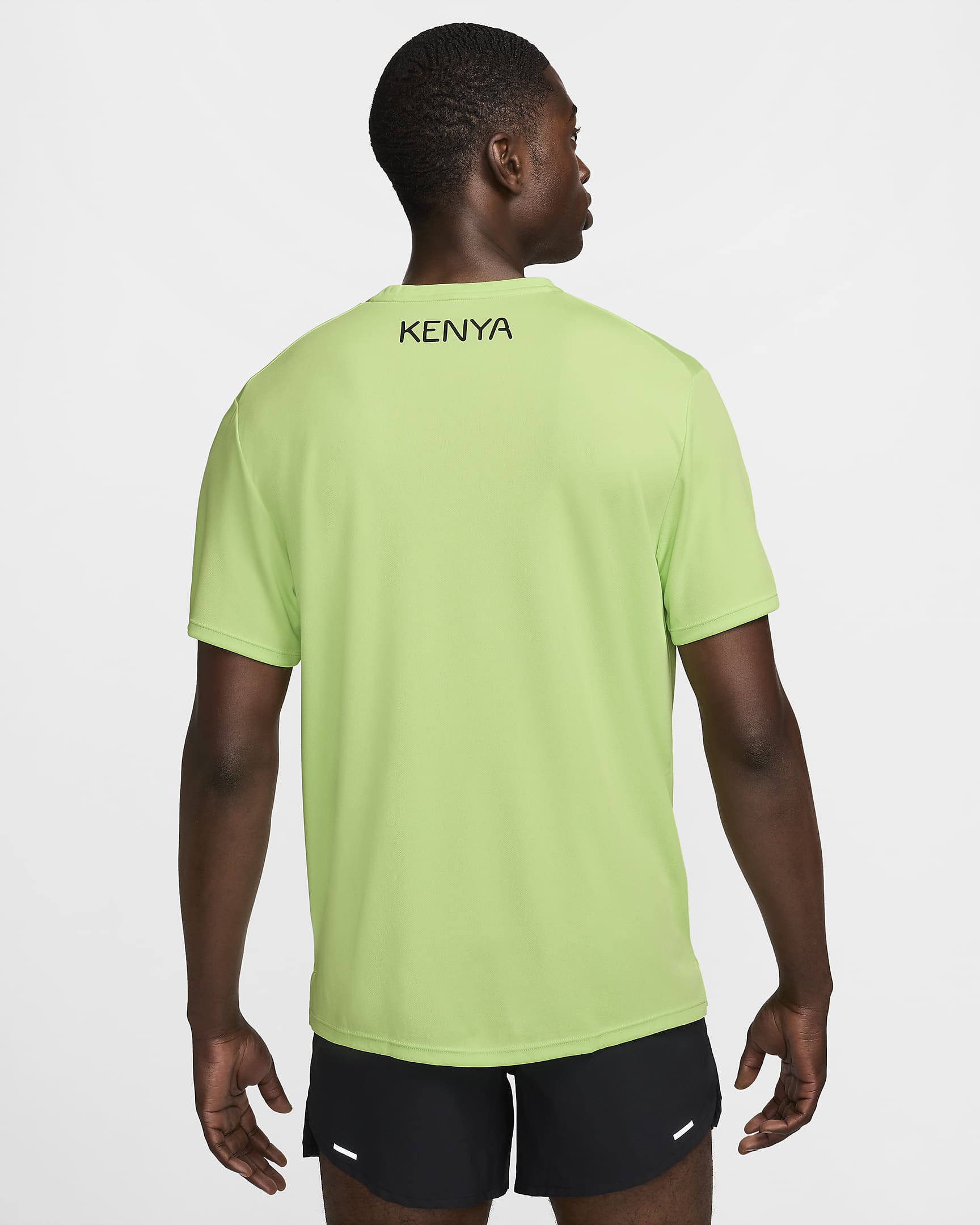 Kortärmad löpartröja Nike Dri-FIT Kenya Miler för män - Key Lime/Svart