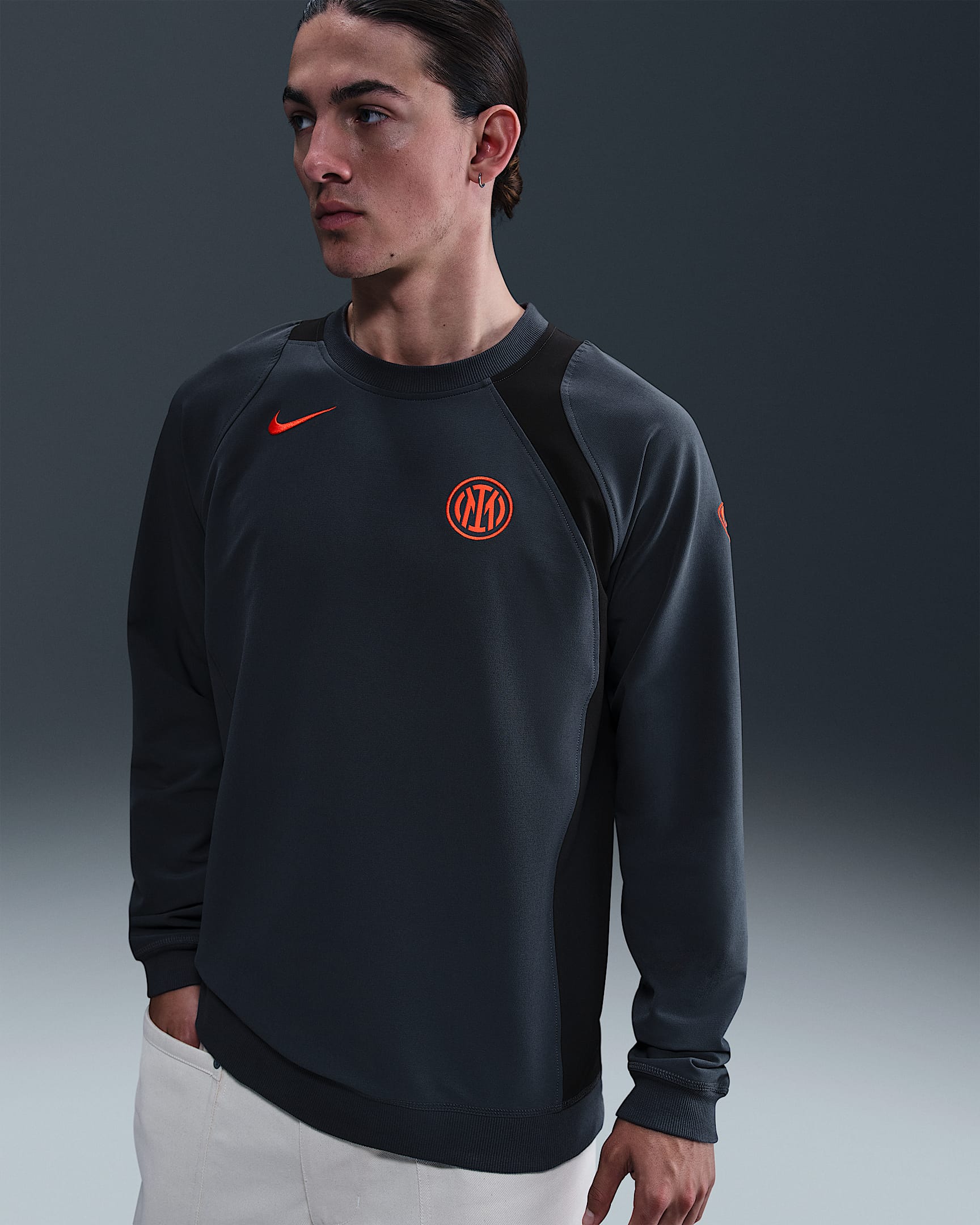 Inter Milan Third Men's Nike Total 90 Soccer Crew-Neck Top - Thunder Blue/Black/Safety Orange
