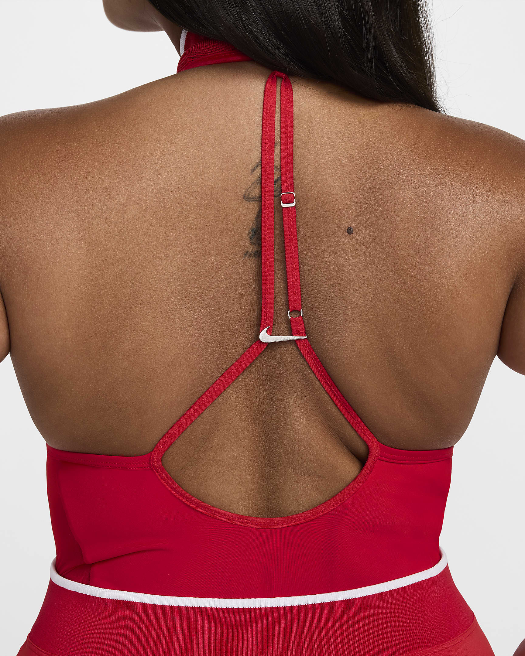 Nike x Jacquemus Einteiliger Badeanzug mit hohem Ausschnitt (Damen) - University Red/Silber