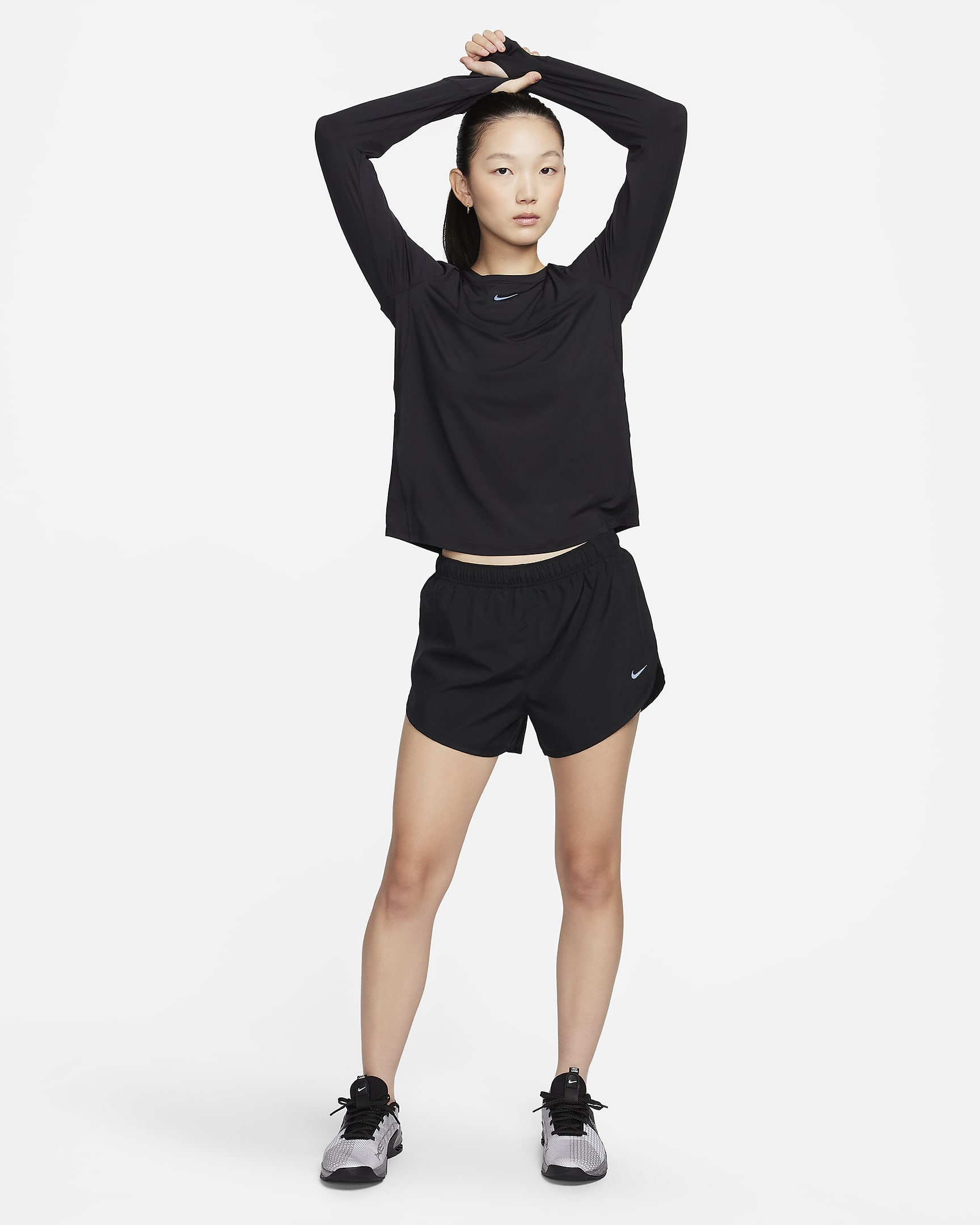 Nike One Classic 女款 Dri-FIT 長袖上衣 - 黑色/黑色