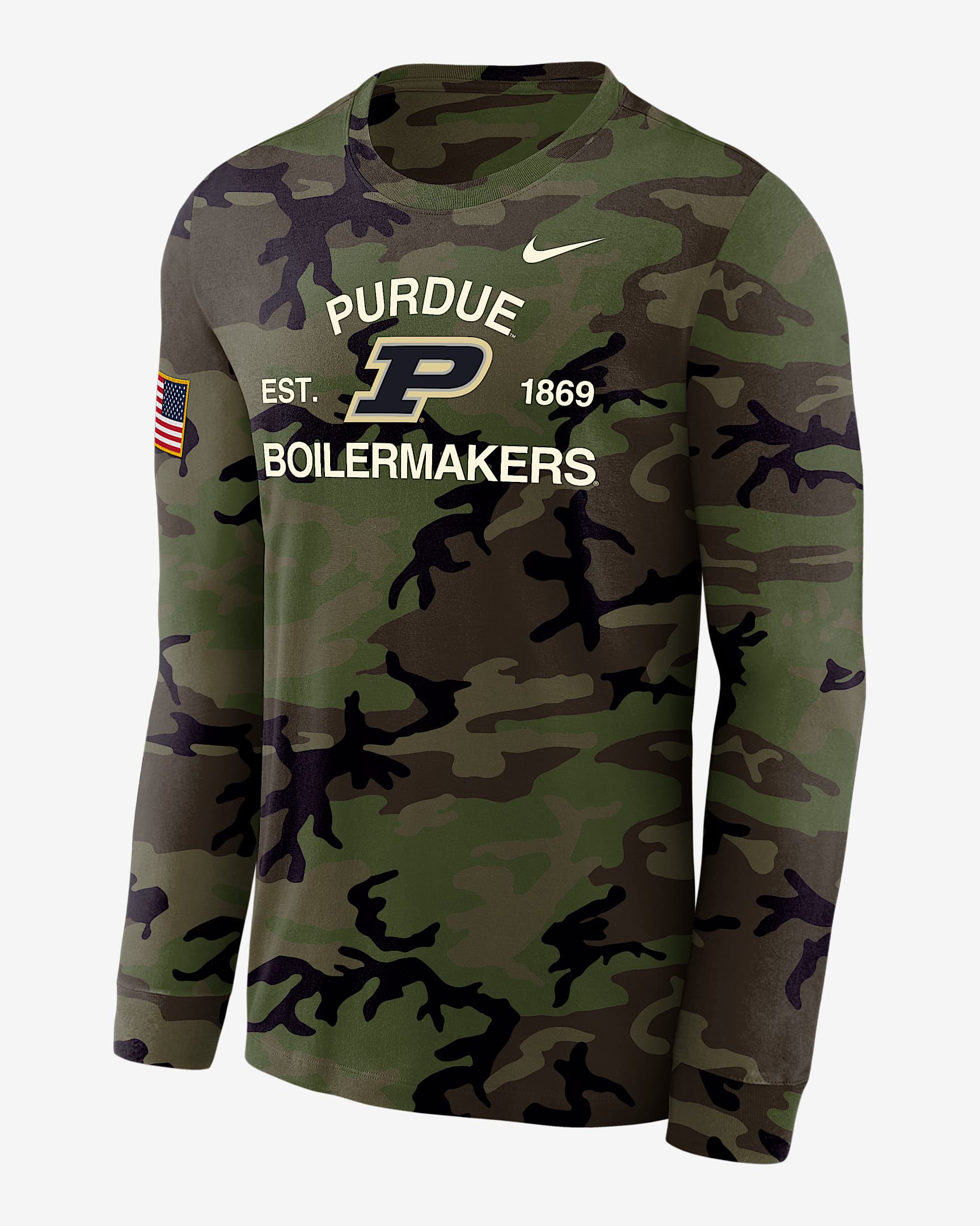 Purdue Boilermakers Legend Men's Nike Dri-FIT Long-Sleeve T-Shirt - Medium Olive/Camo Green