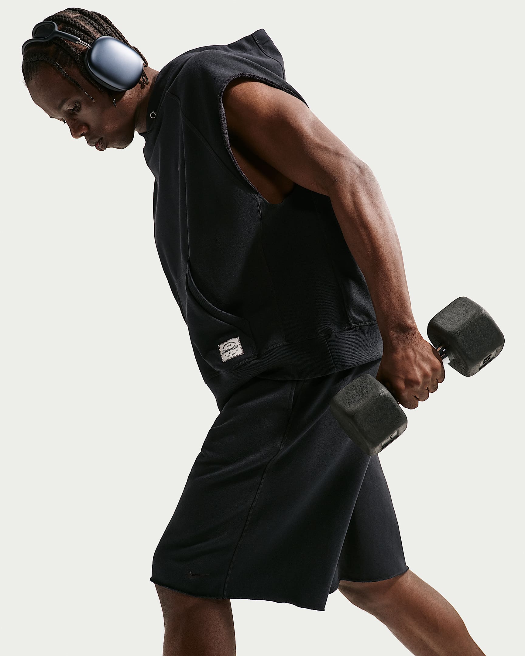 Nike NAC Men's Dri-FIT Fleece Training Shorts - Black/Pale Ivory/Black