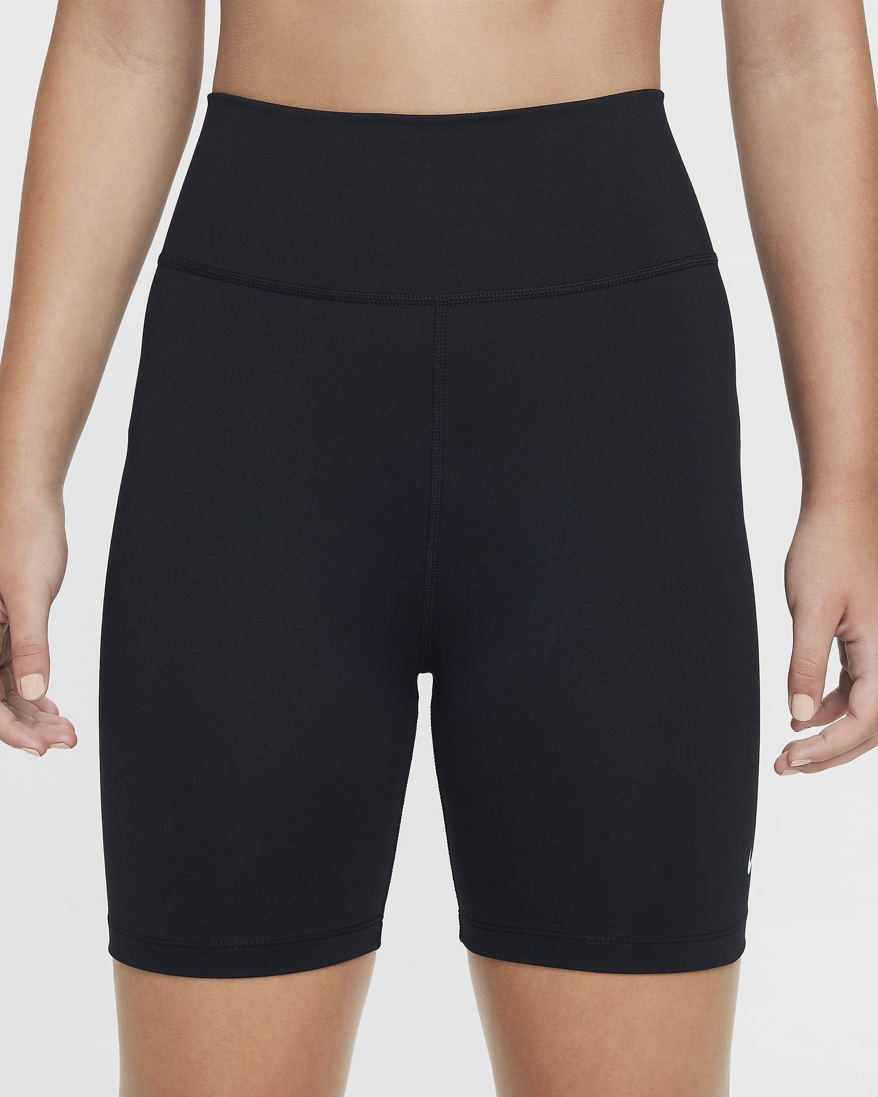 Nike One Dri-FIT bikershorts voor meisjes (13 cm) - Zwart/Wit