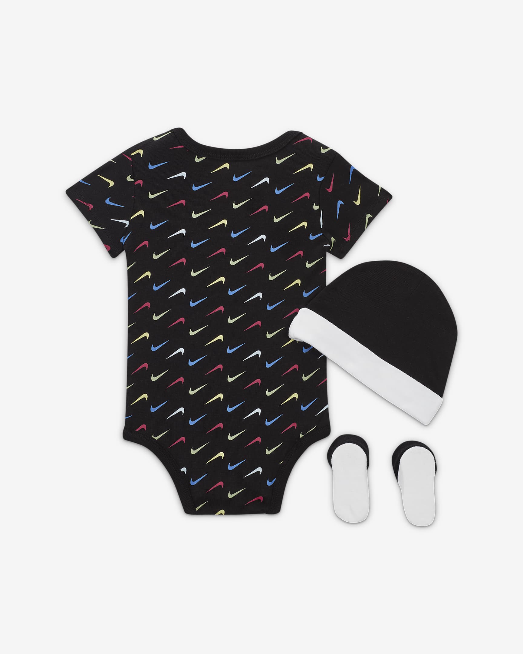 Jordan Baby 3-Piece Swoosh Boxed Set dreiteiliges Bodysuit-Set für Babys - Schwarz