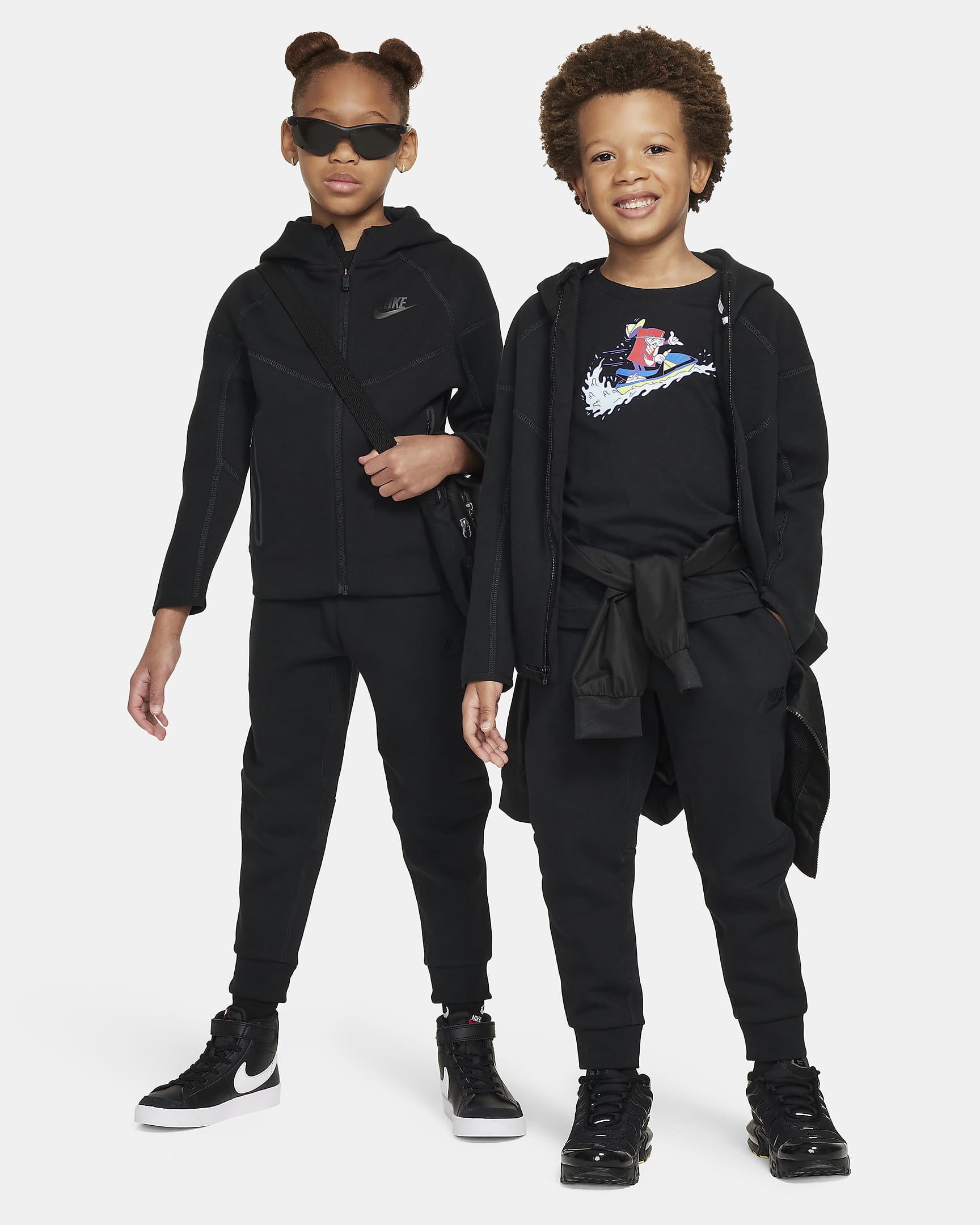 Ensemble deux pièces avec sweat à capuche Nike Sportswear Tech Fleece Full-Zip Set pour enfant - Noir