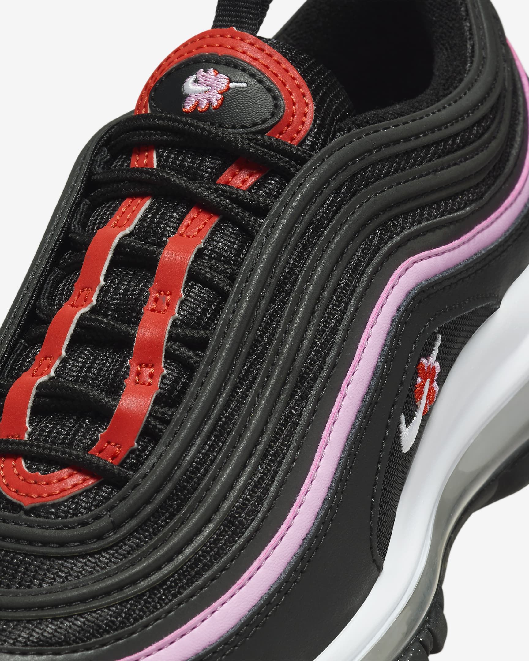 Nike Air Max 97 Older Kids' Shoes - Black/Pink Rise/Picante Red/White