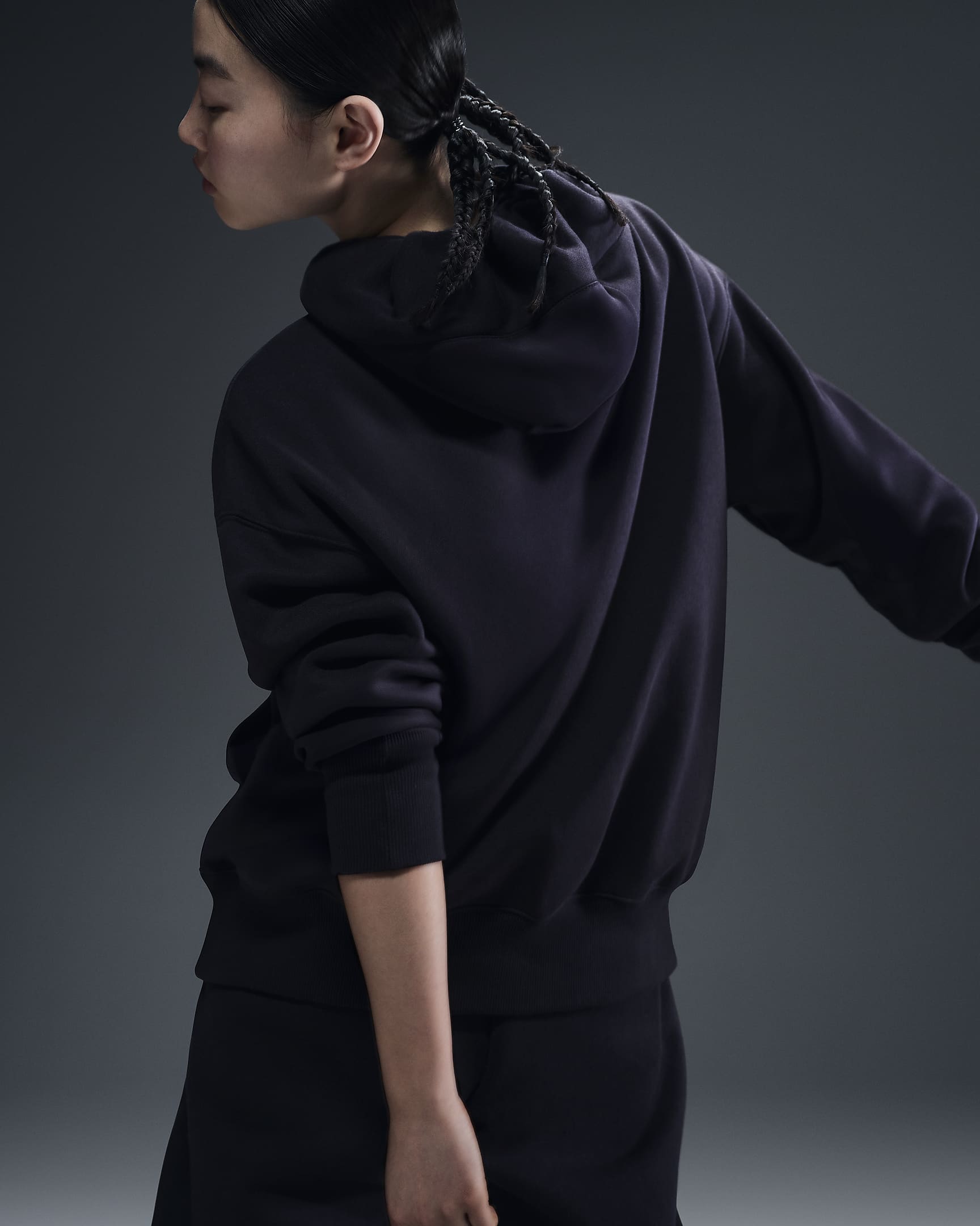 Hoodie pullover folgado Nike Sportswear Phoenix Fleece para mulher - Preto/Sail