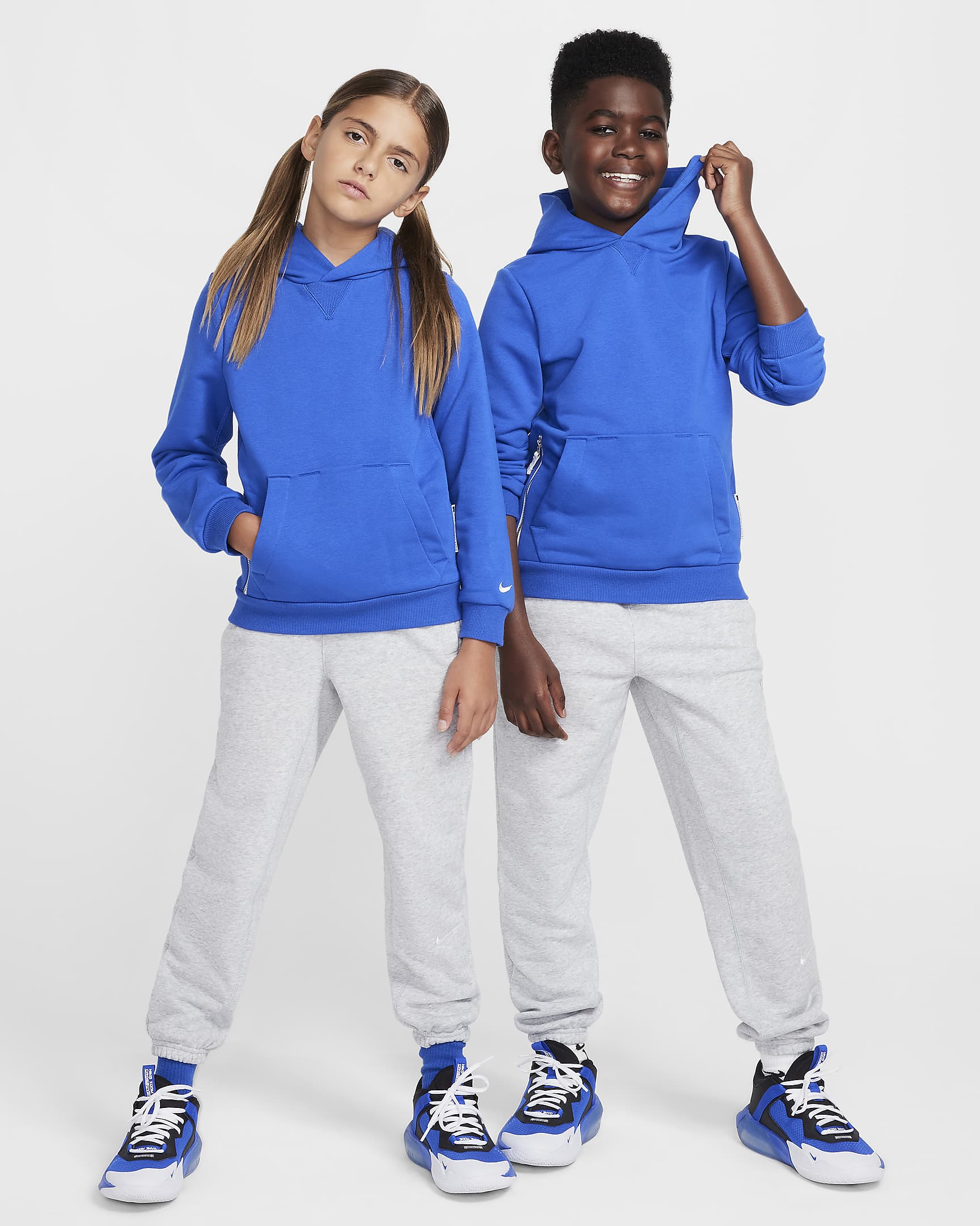 Nike Standard Issue Big Kids' Dri-FIT Fleece Basketball Hoodie - Game Royal/Pale Ivory