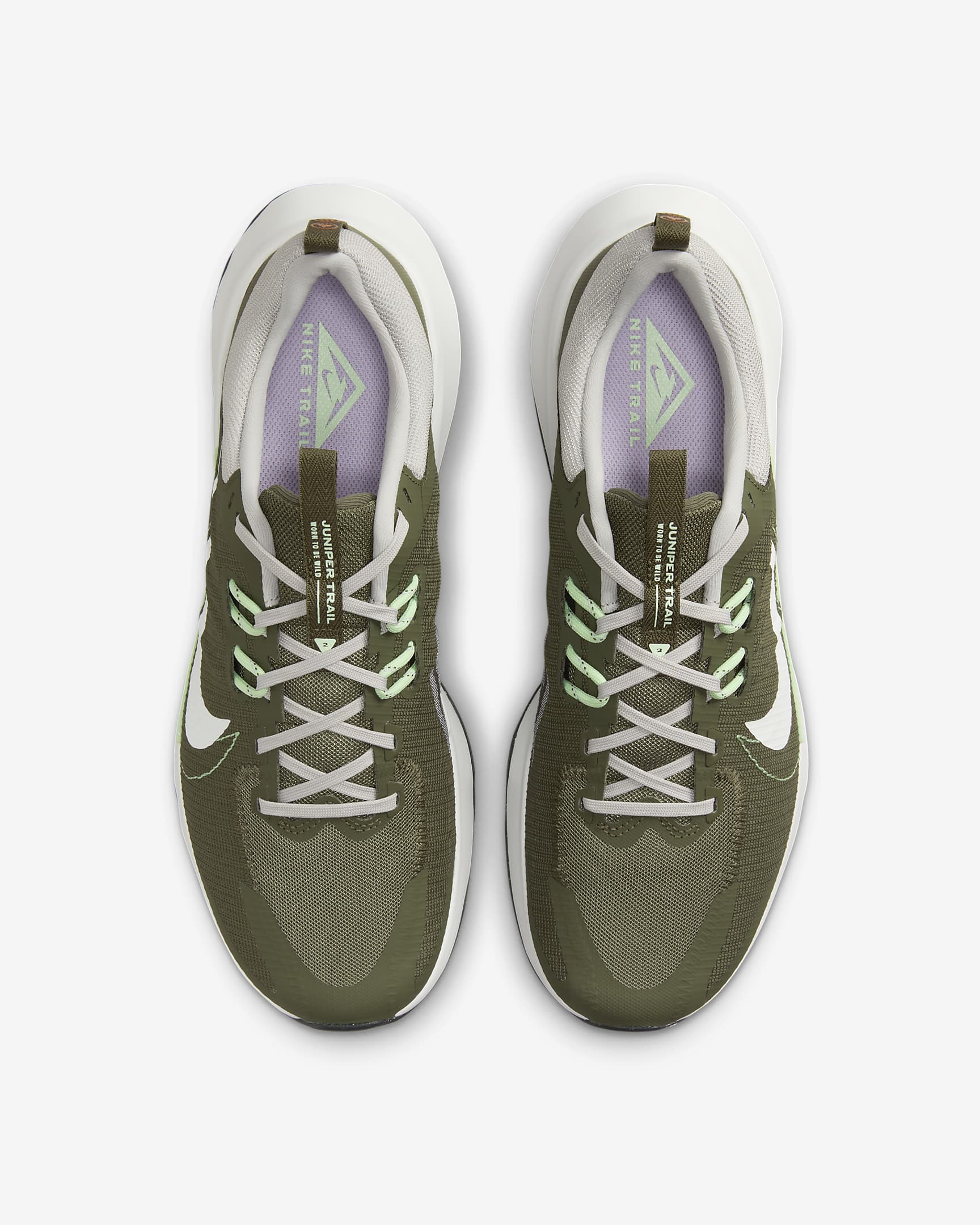 Nike Juniper Trail 2 Men's Trail-Running Shoes - Medium Olive/Light Iron Ore/Lilac Bloom/Summit White