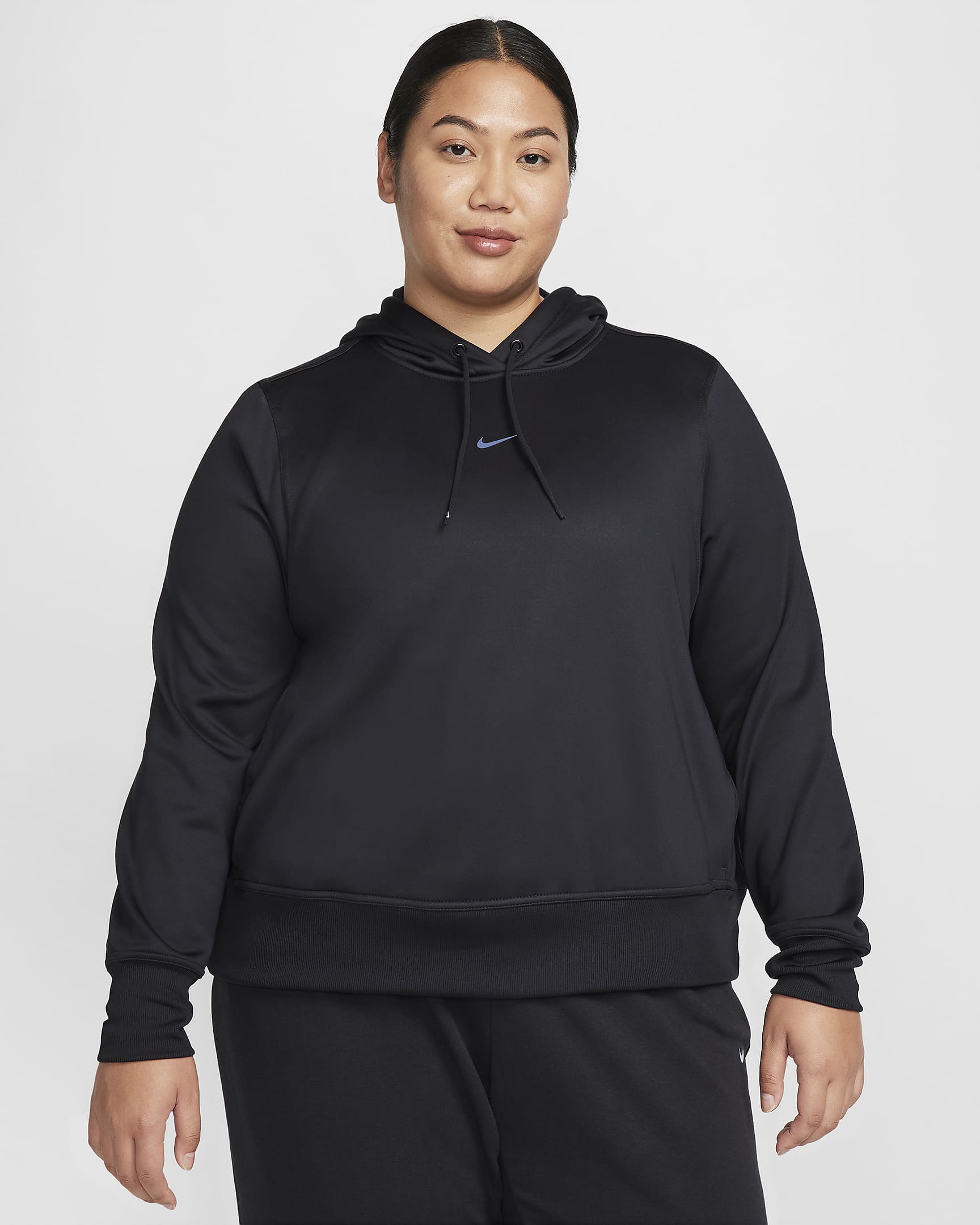 Nike Therma-FIT One Women's Pullover Hoodie (Plus Size) - Black/White